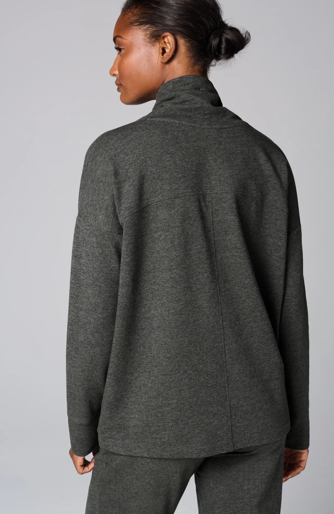 J.Jill Fit Fleece Turtleneck Top Dark Charcoal Heather Store