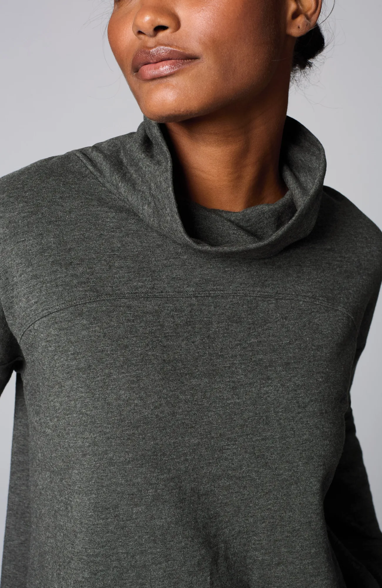 J.Jill Fit Fleece Turtleneck Top Dark Charcoal Heather Store