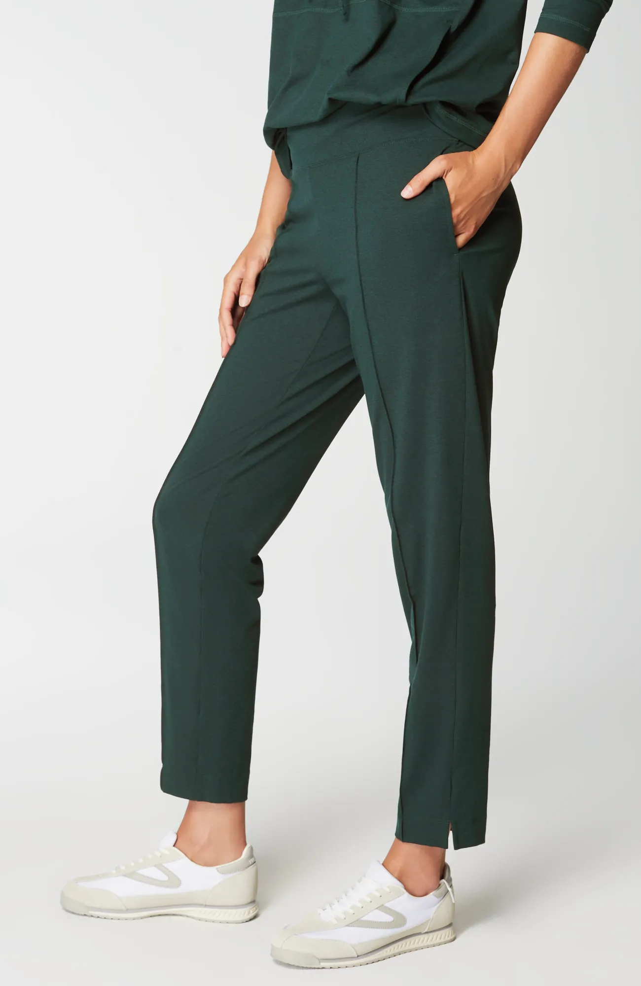 J.Jill Fit Supreme-Stretch Pintucked Slim-Leg Pants Pine Multi Shop