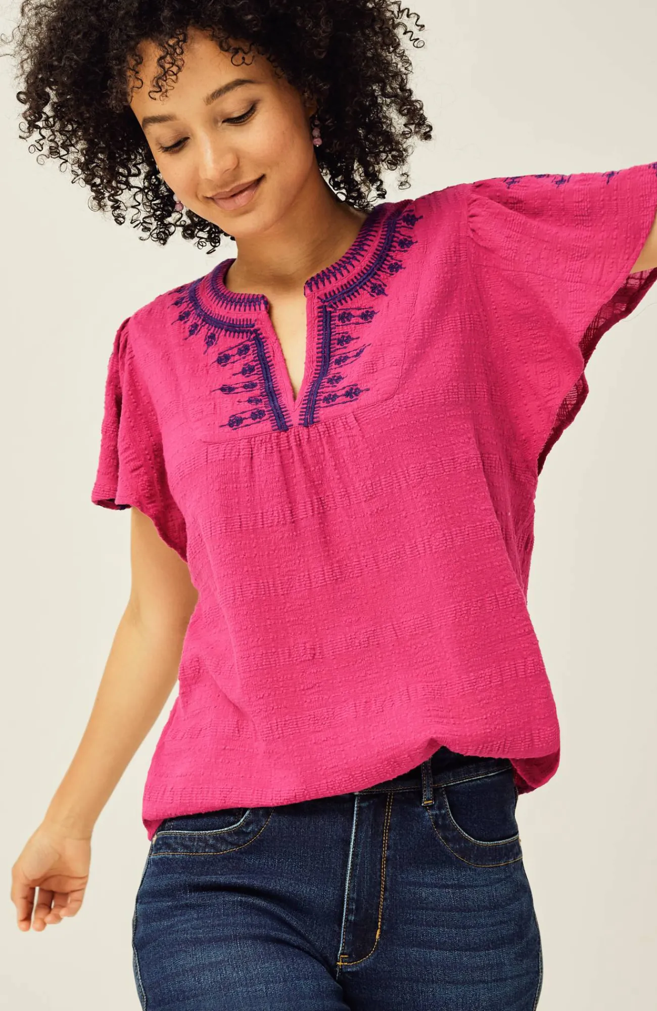 J.Jill Geometrically Embroidered Textured Top Shop