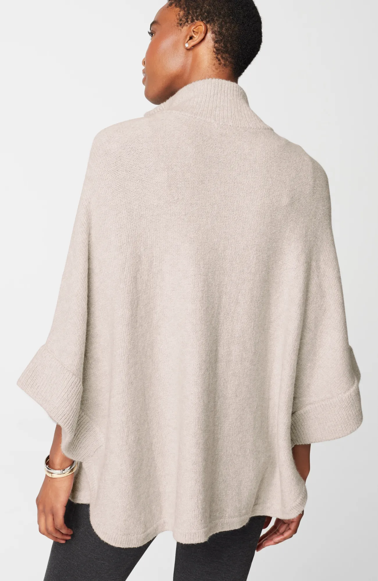 J.Jill Jacquard-Knit Zip-Up Poncho Fashion