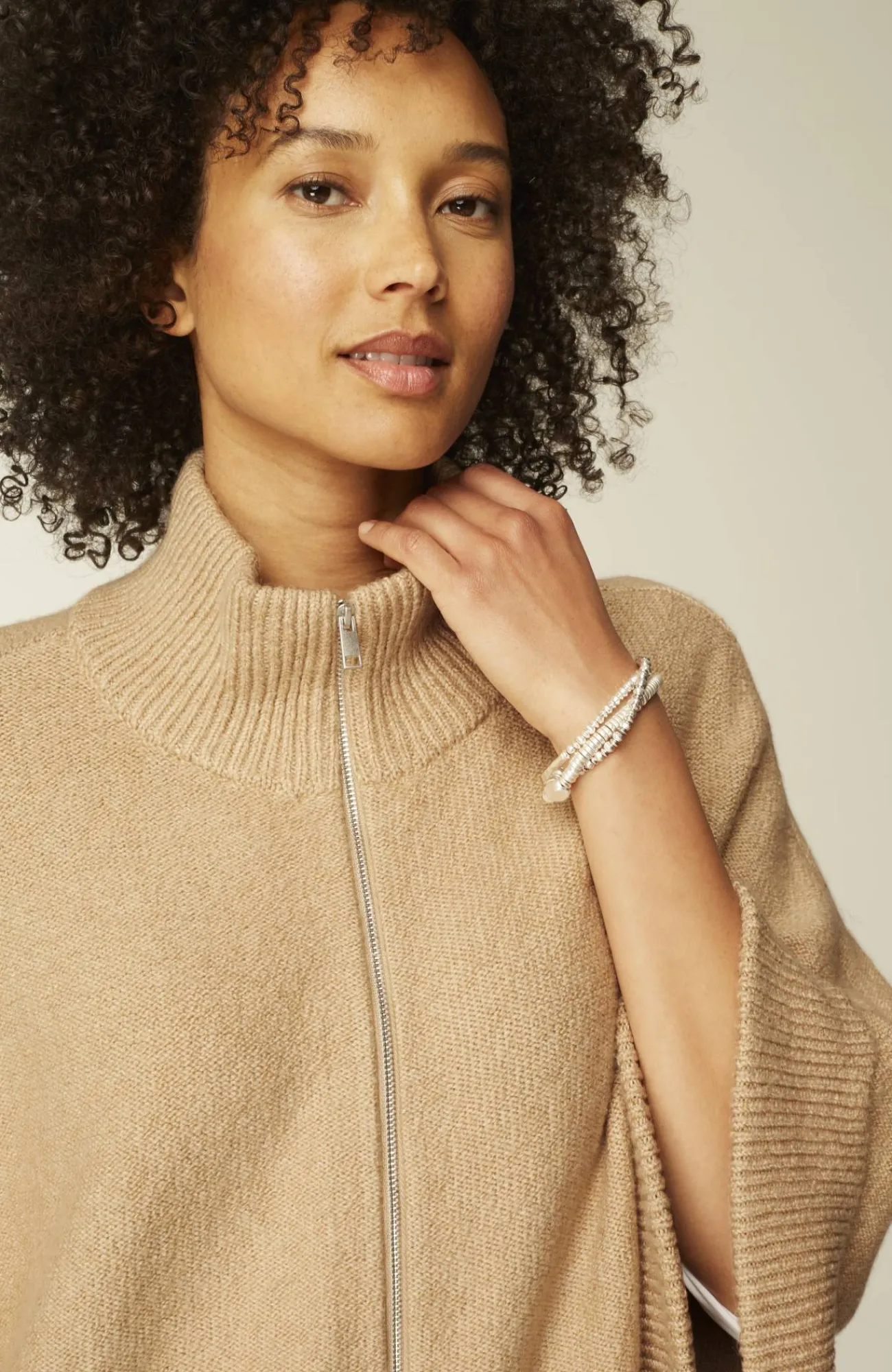 J.Jill Jacquard-Knit Zip-Up Poncho Fashion