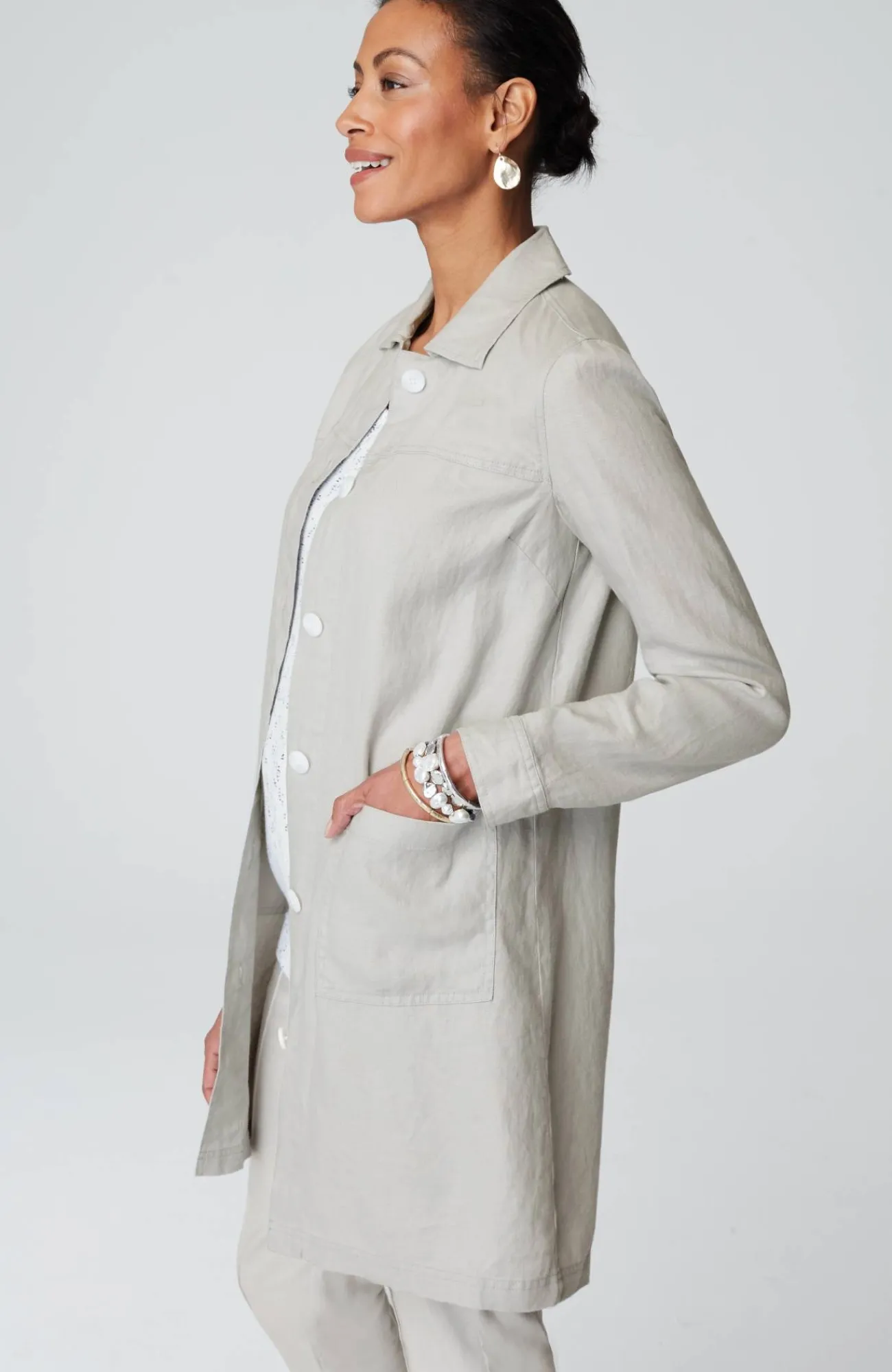 J.Jill Long Linen Duster Jacket New
