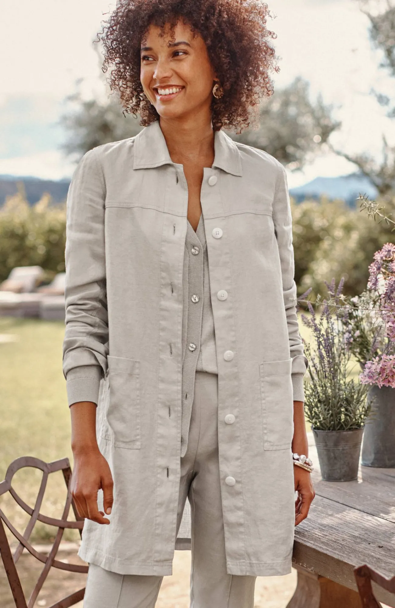 J.Jill Long Linen Duster Jacket New