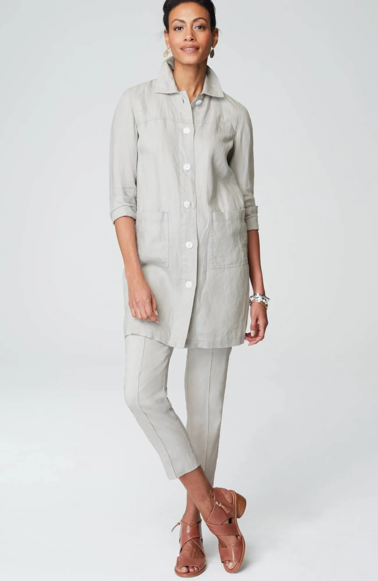 J.Jill Long Linen Duster Jacket New