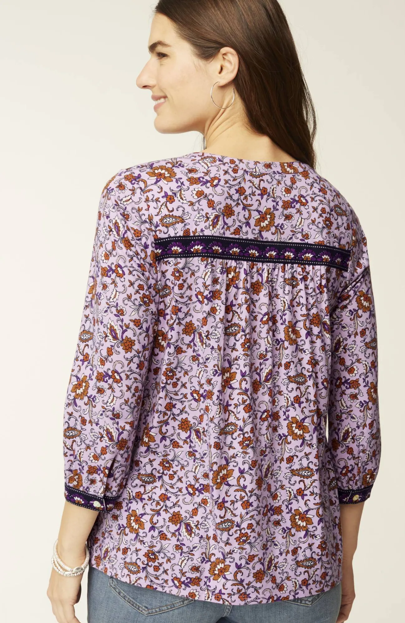 J.Jill Mixed-Florals Border-Printed Top Best Sale