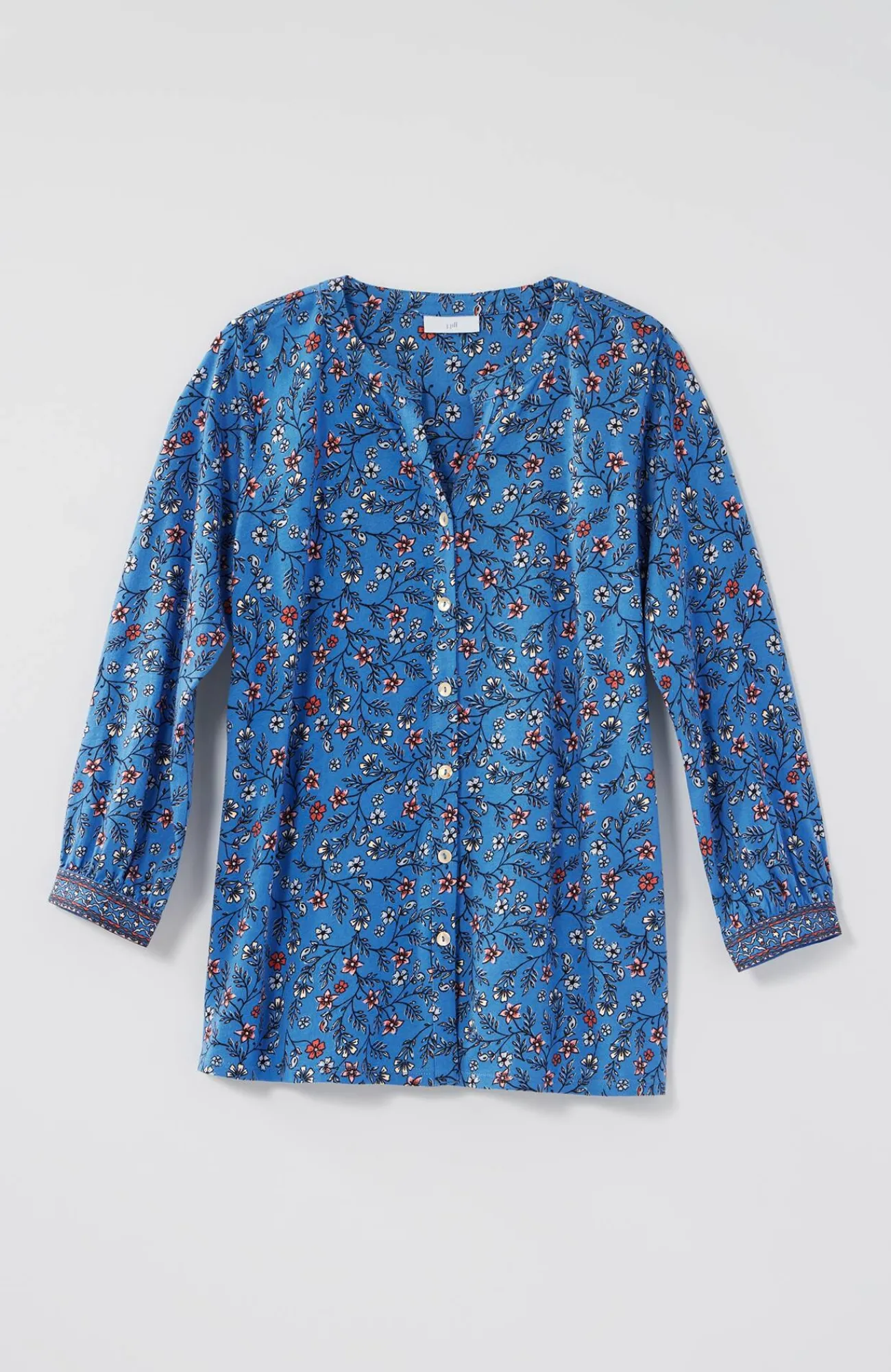J.Jill Mixed-Florals Border-Printed Top Best Sale