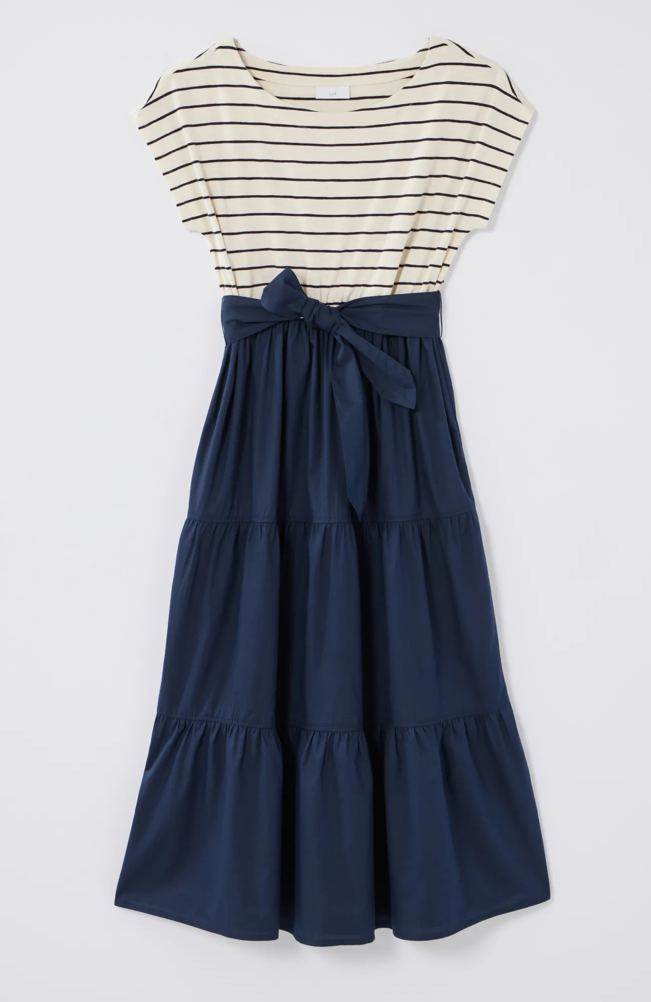 J.Jill Mixed-Media A-Line Dress Cream/navy Blue Cheap