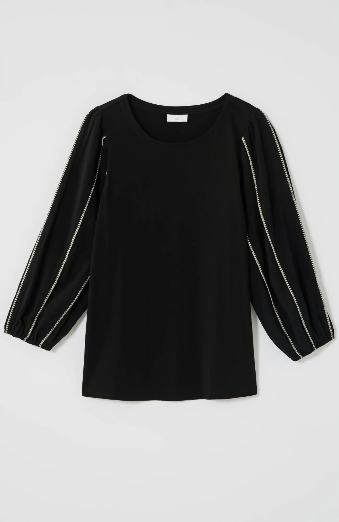 J.Jill Mixed-Media Embroidered-Gauze Top Black/barley Best