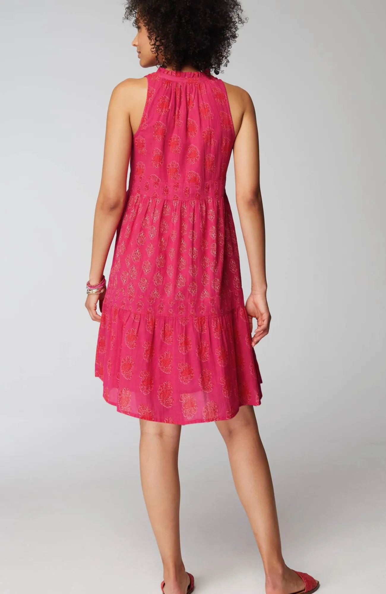 J.Jill Mixed-Print A-Line Dress Fruit Punch Floral Stamp Mix Best Sale