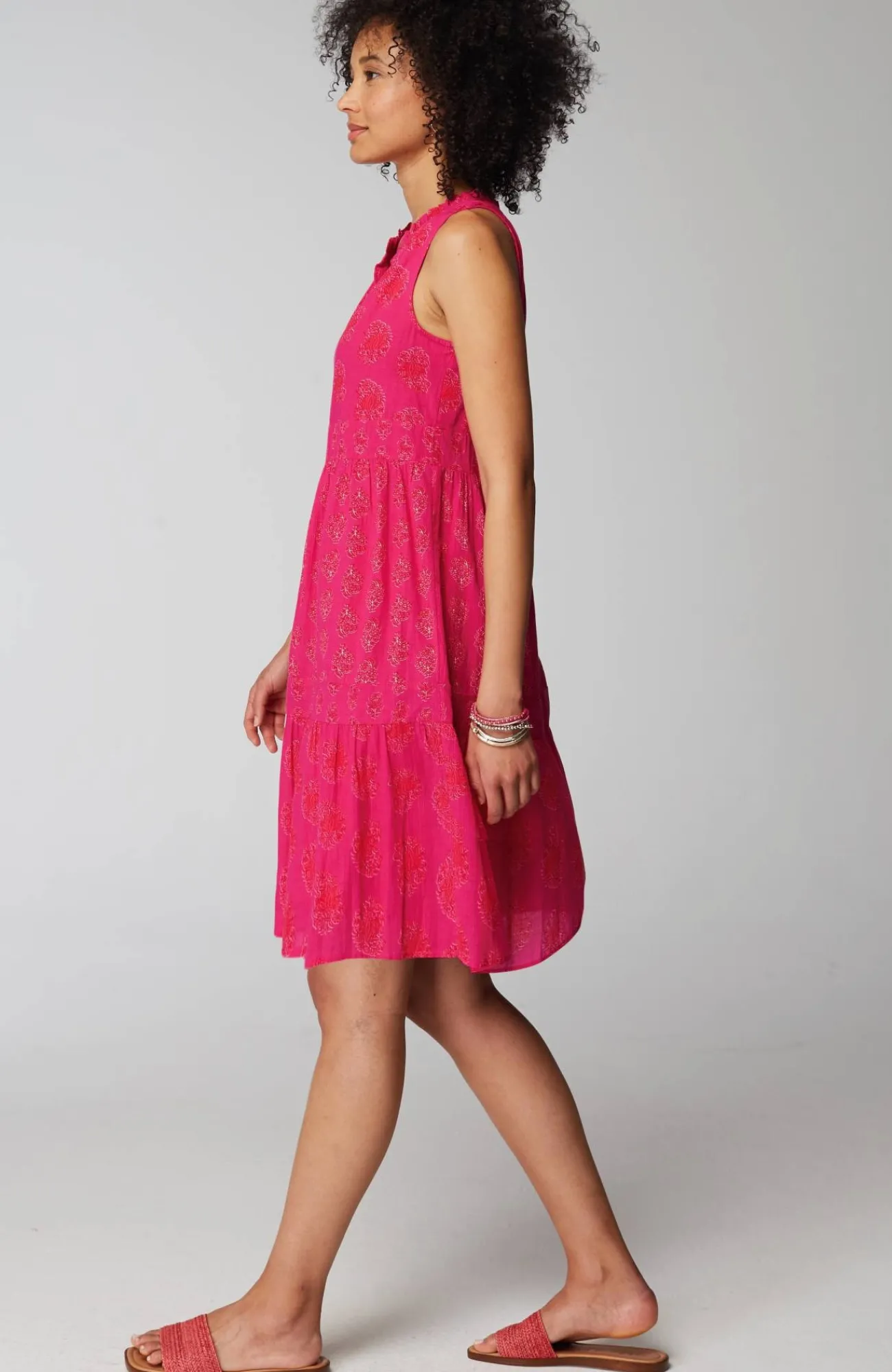 J.Jill Mixed-Print A-Line Dress Fruit Punch Floral Stamp Mix Best Sale
