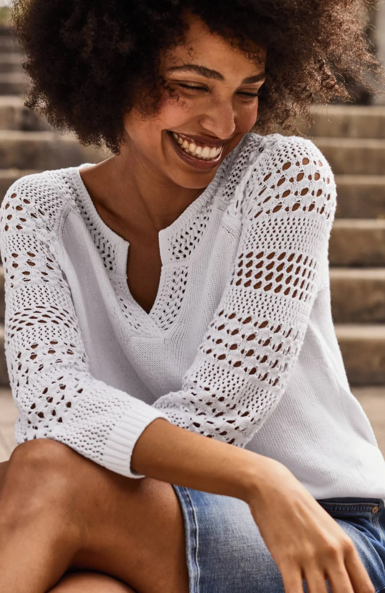 J.Jill Open-Stitch-Sleeves Sweater Sale