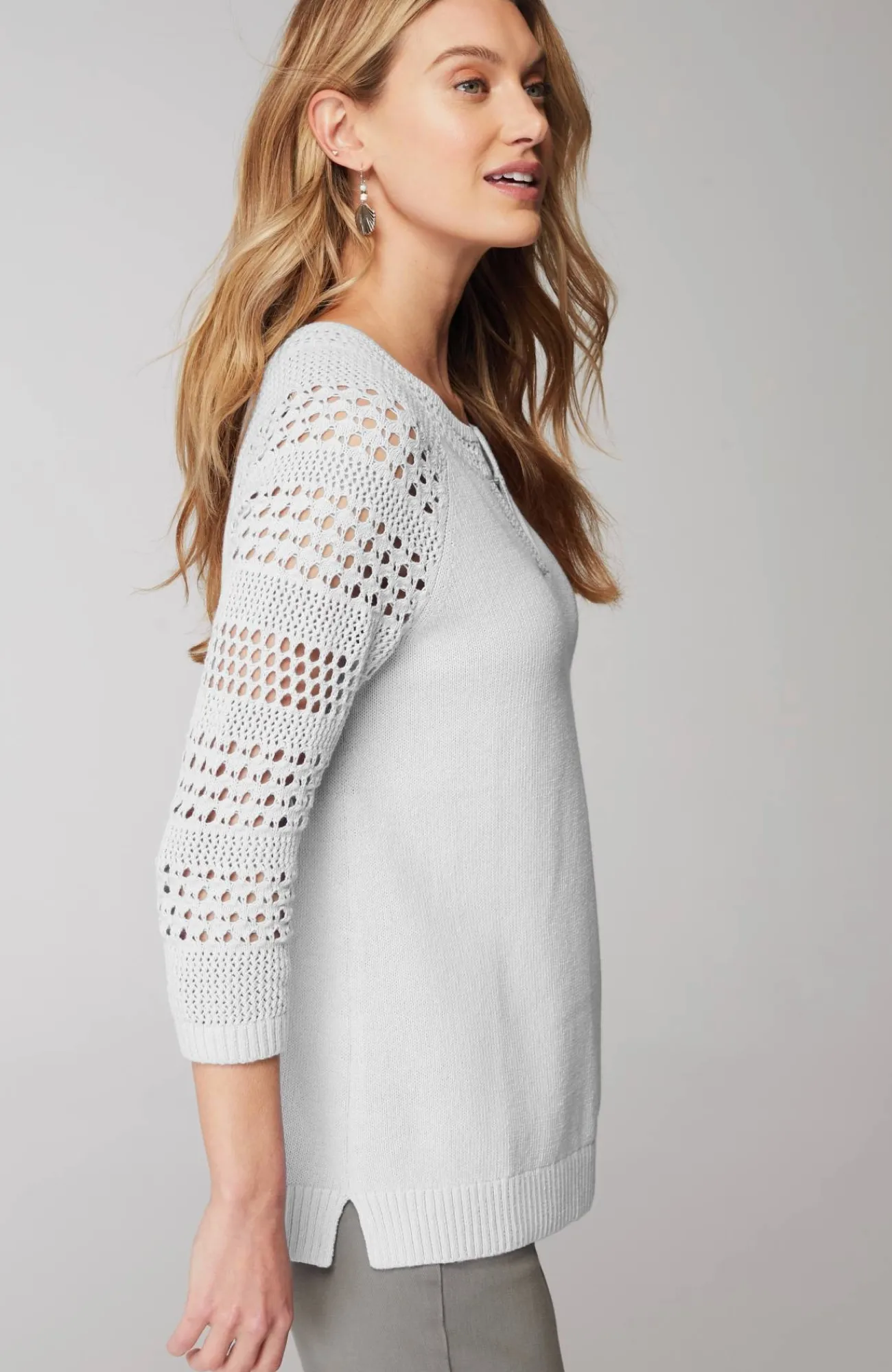 J.Jill Open-Stitch-Sleeves Sweater Sale