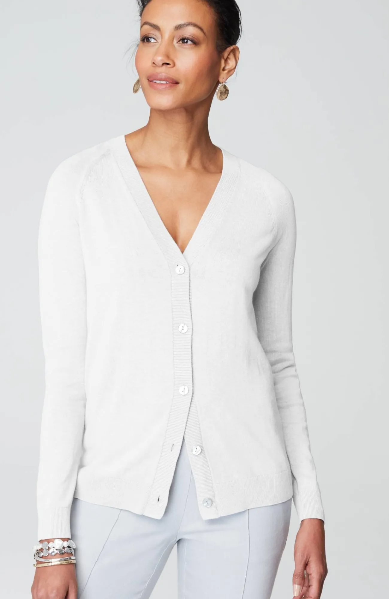 J.Jill Organically Grown Cotton V-Neck Cardi Hot