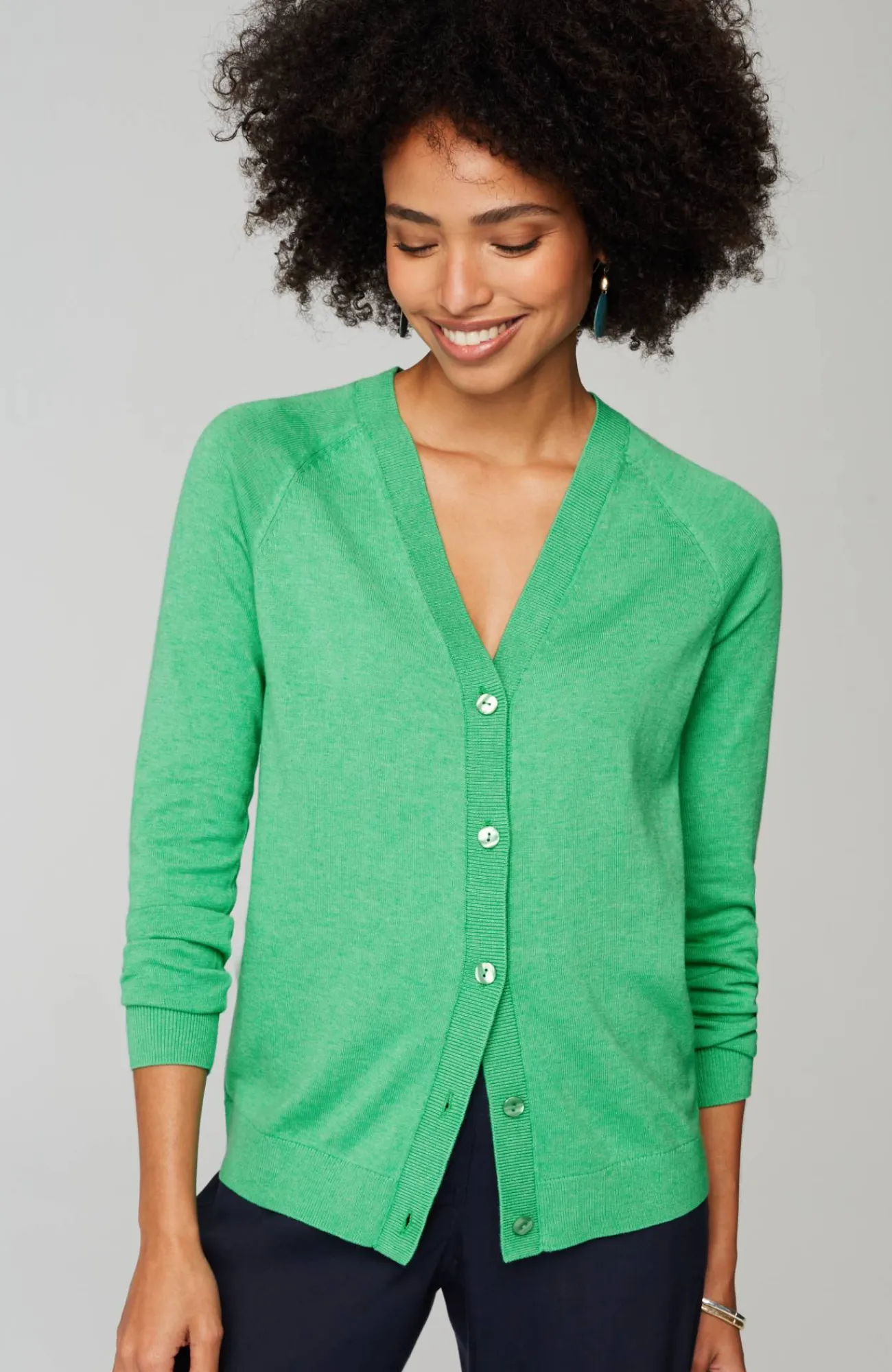 J.Jill Organically Grown Cotton V-Neck Cardi Hot