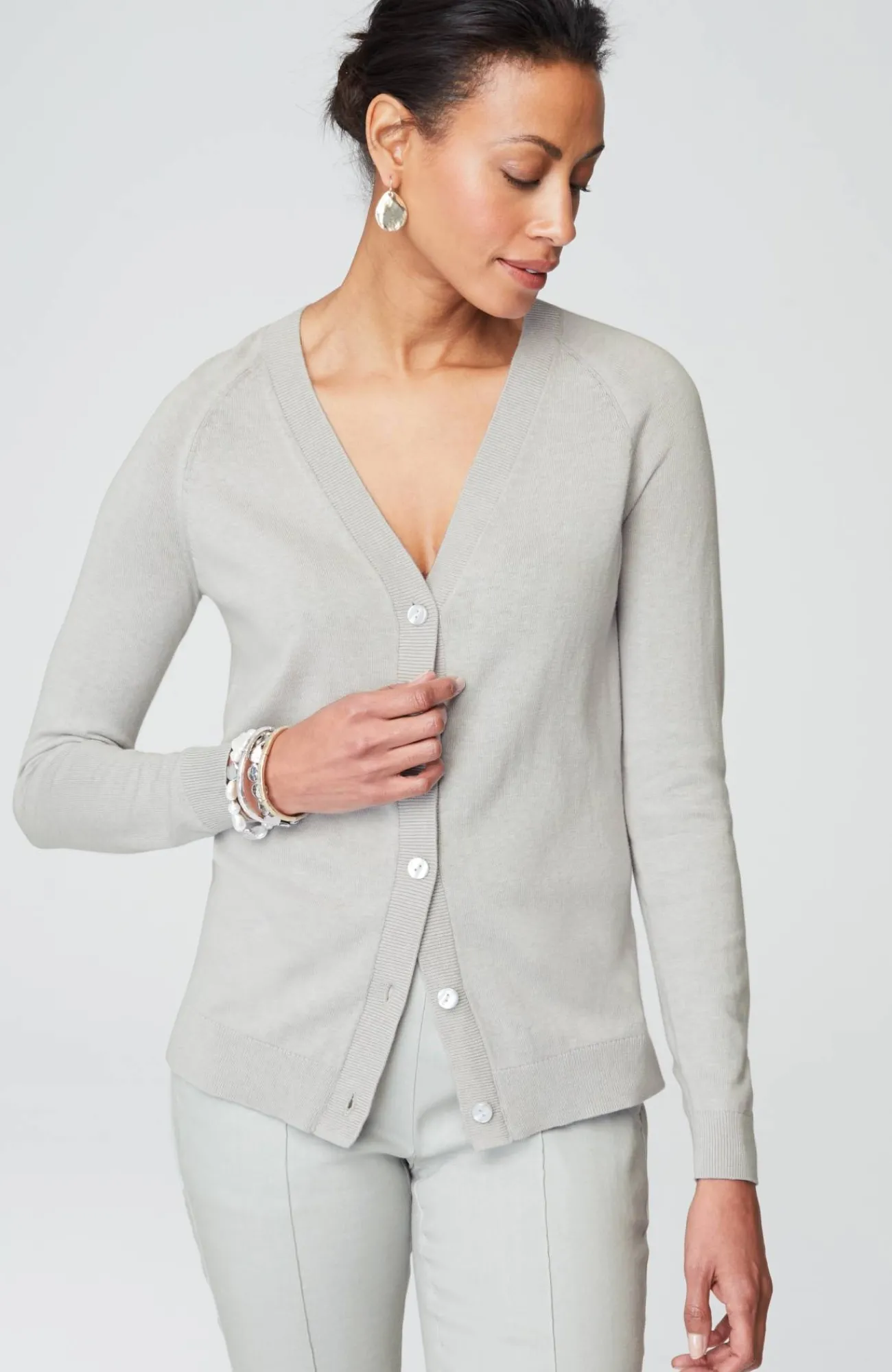 J.Jill Organically Grown Cotton V-Neck Cardi Hot