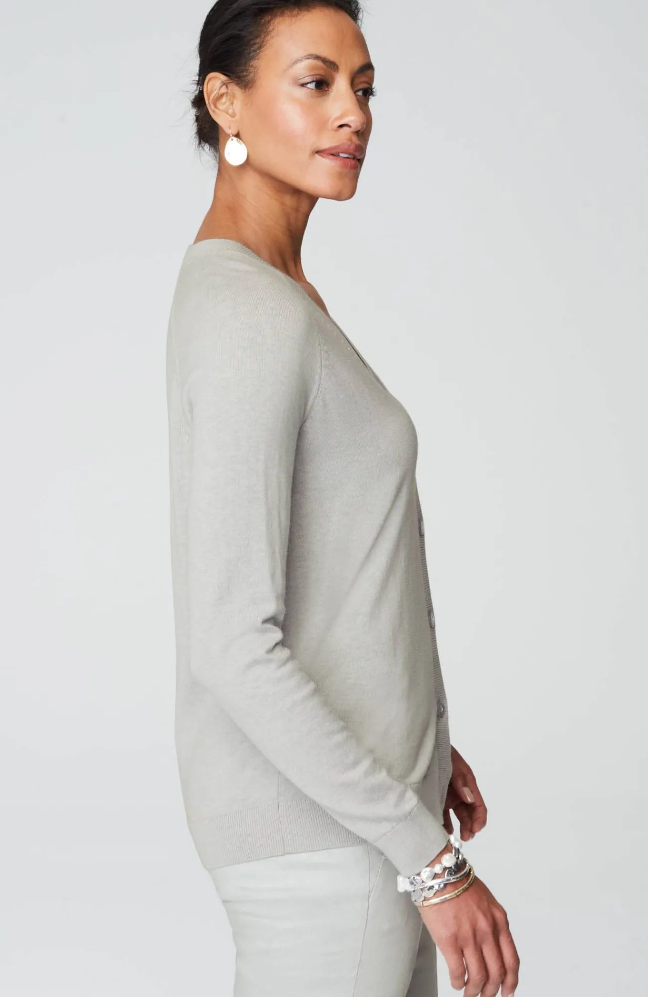J.Jill Organically Grown Cotton V-Neck Cardi Hot