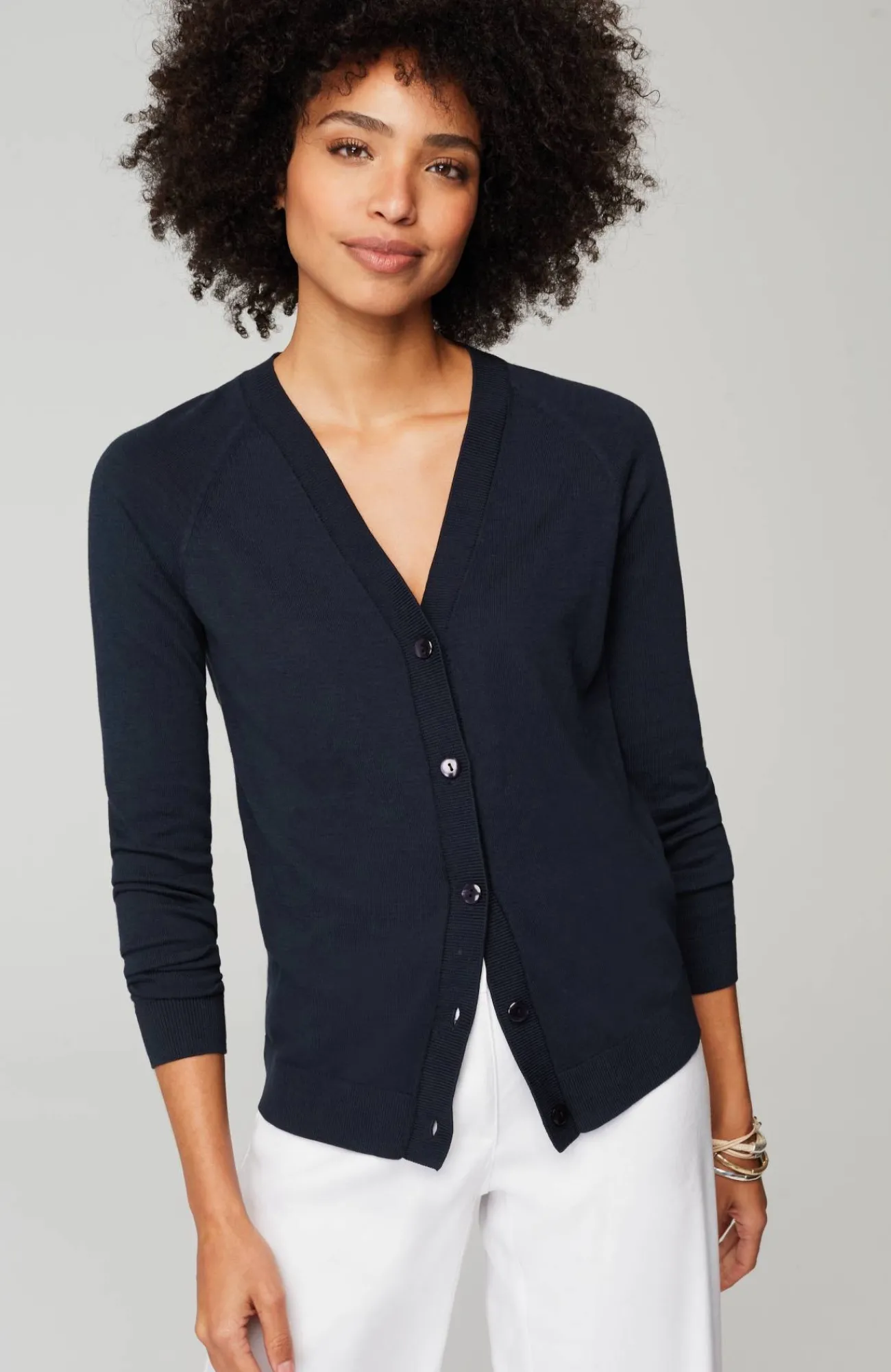 J.Jill Organically Grown Cotton V-Neck Cardi Hot