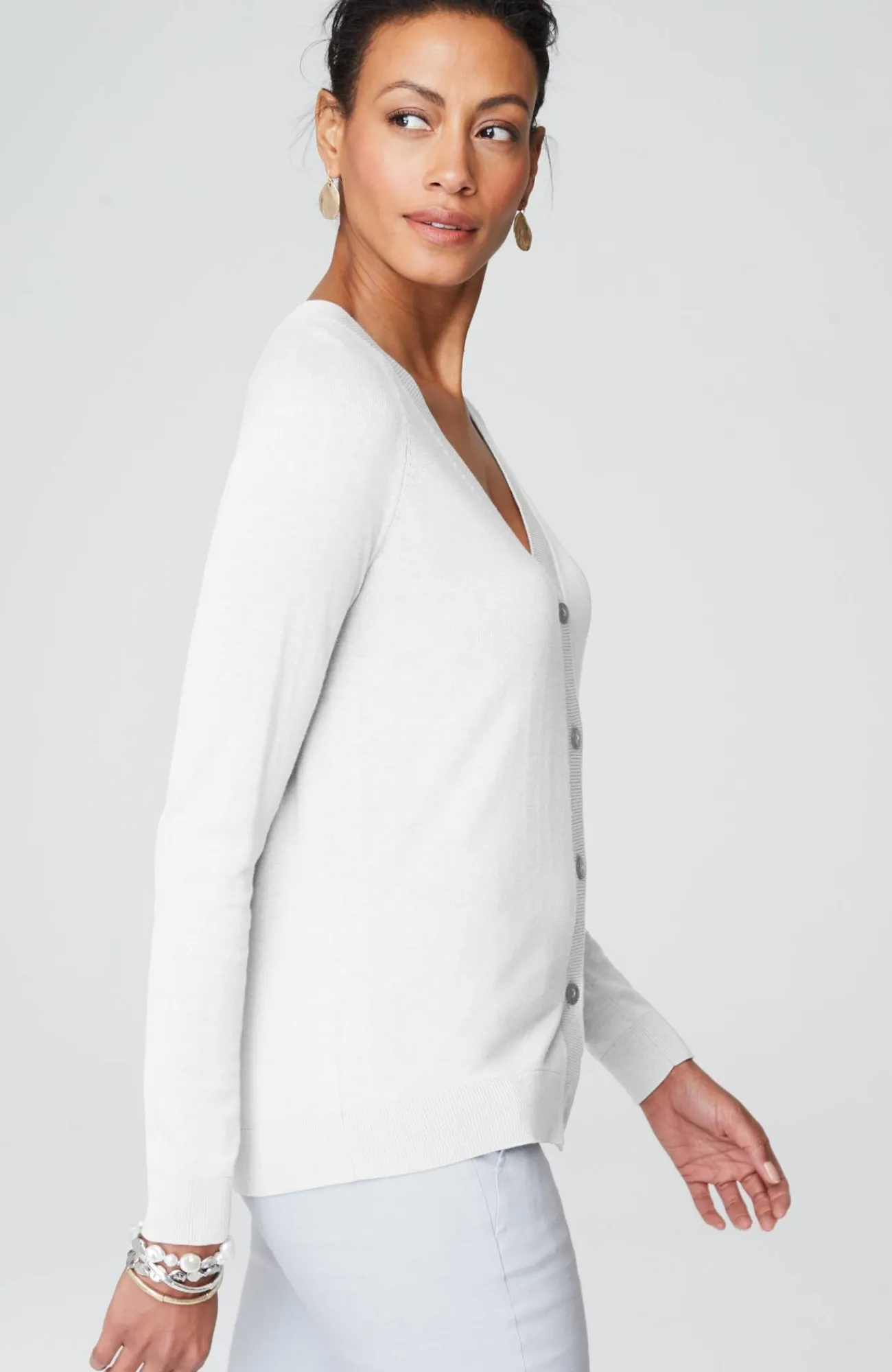 J.Jill Organically Grown Cotton V-Neck Cardi Hot
