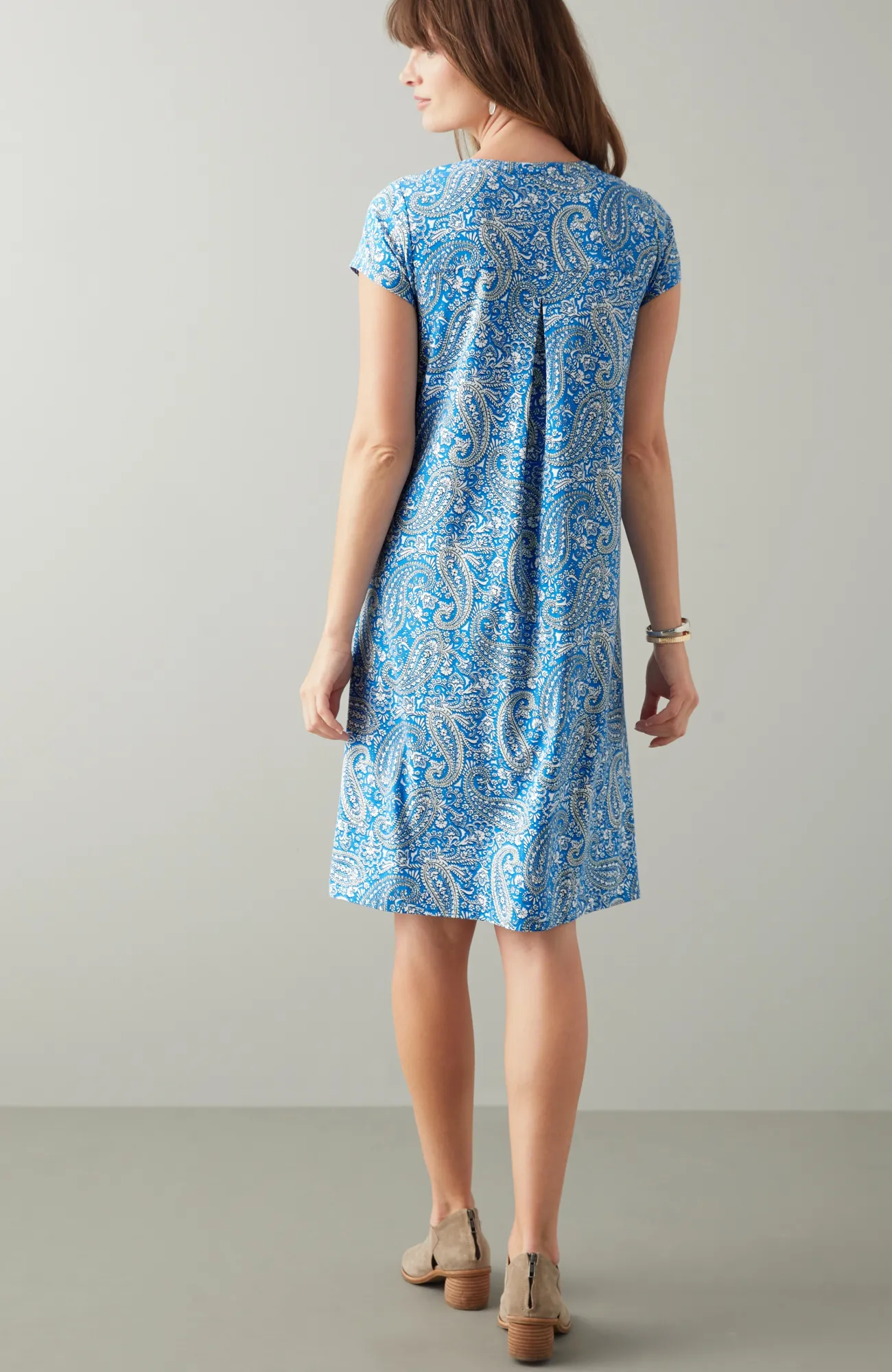J.Jill Paisley-Printed A-Line Dress Dark Blue Agate Ornate Paisley New