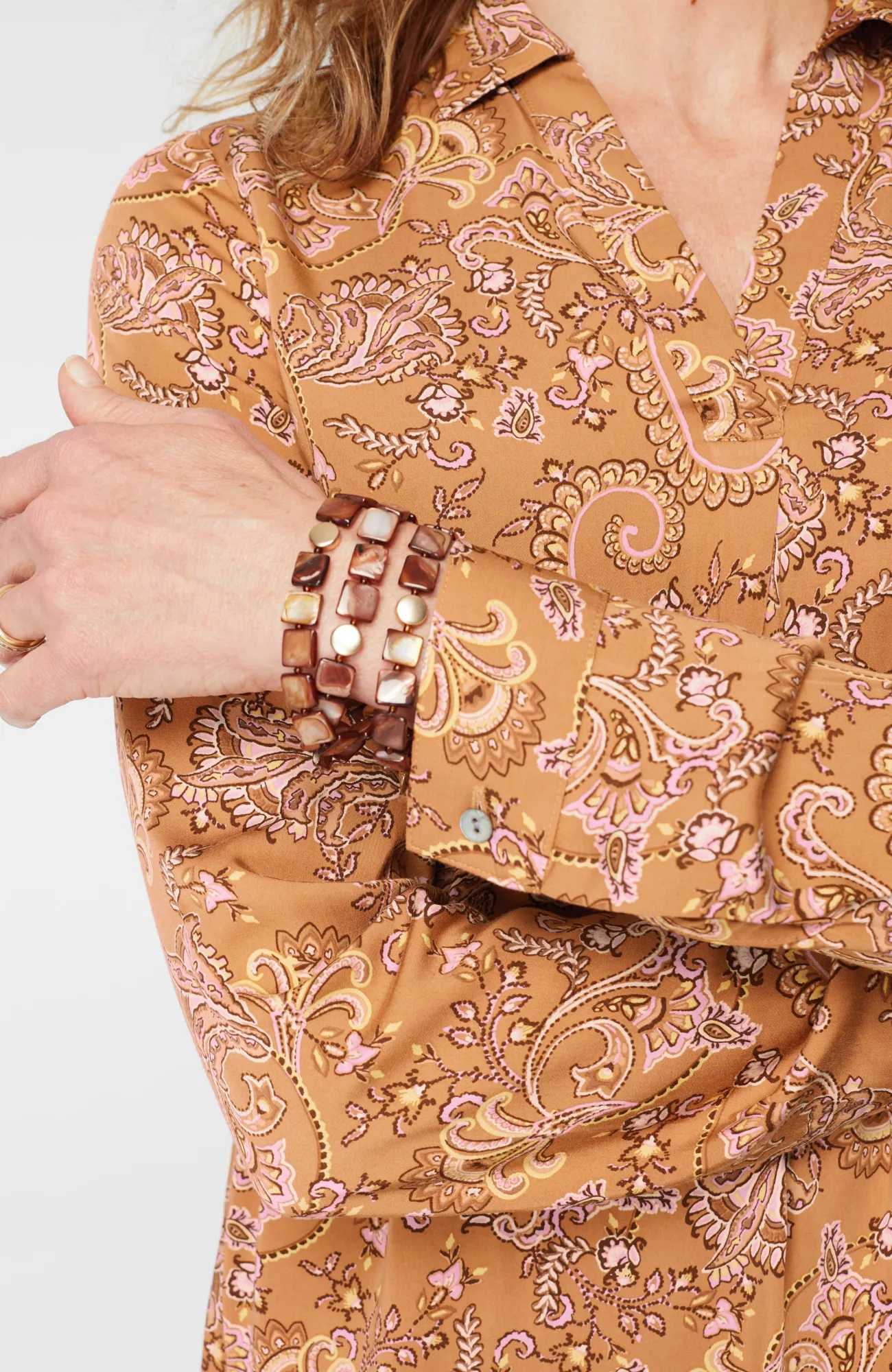 J.Jill Paisley-Printed Satin Tunic Sable Ornamental Paisley Store