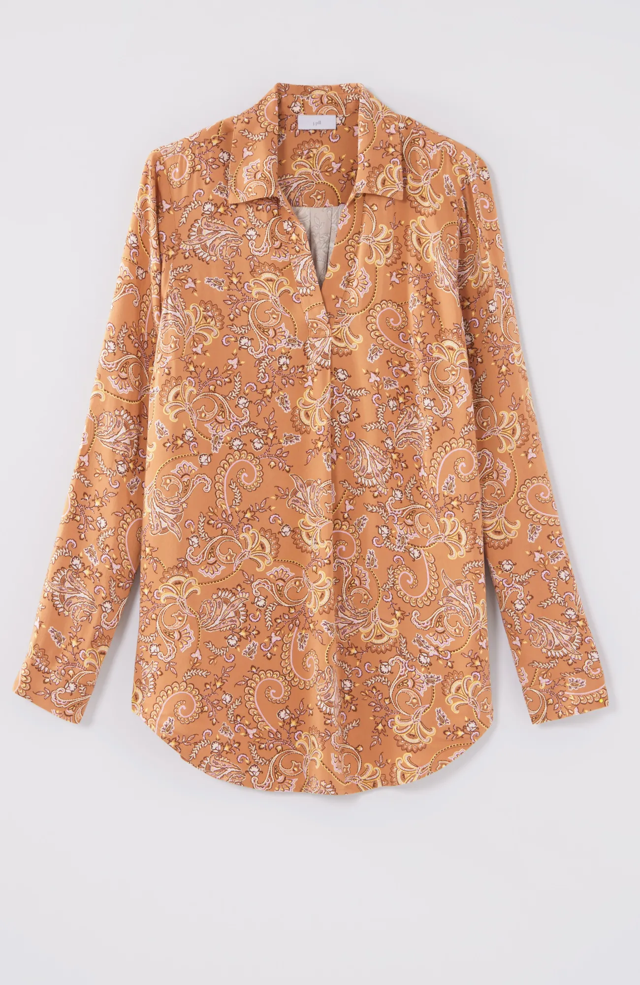 J.Jill Paisley-Printed Satin Tunic Sable Ornamental Paisley Store