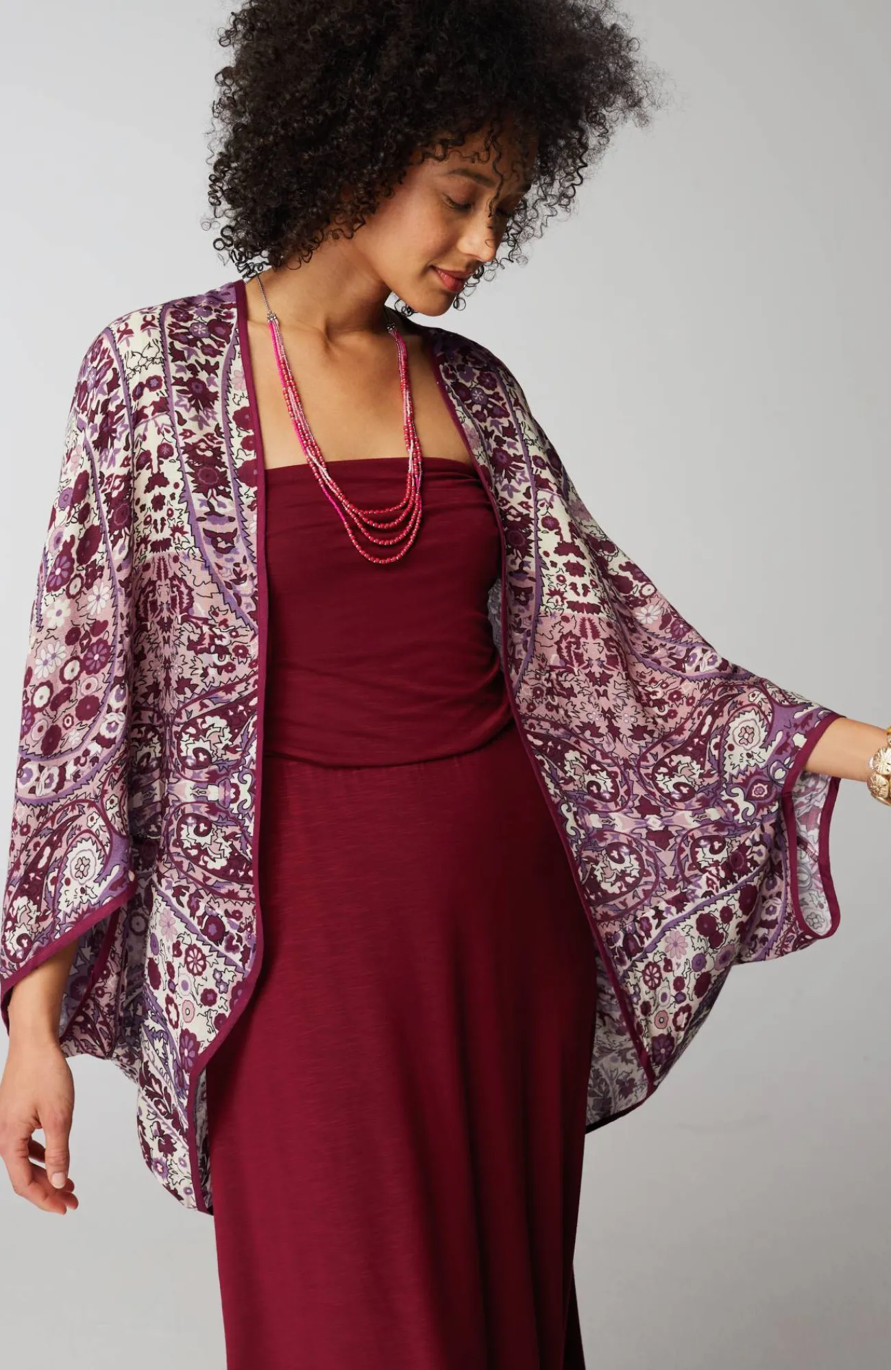 J.Jill Paisley-Printed Shrug Cranberry Multi Online