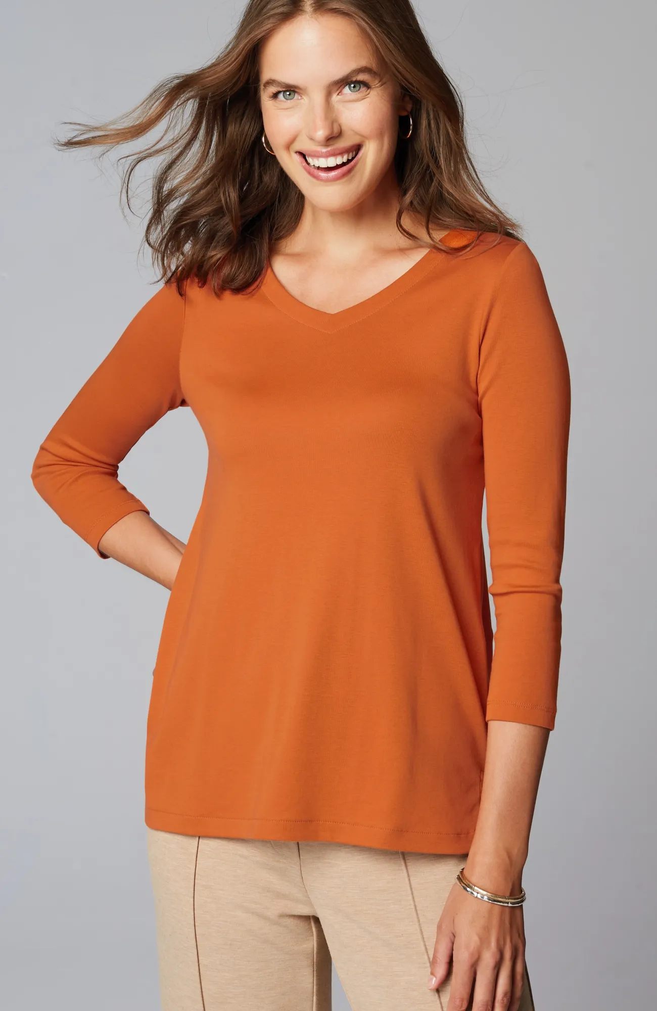J.Jill Pima 3/4-Sleeve V-Neck Tee Cheap