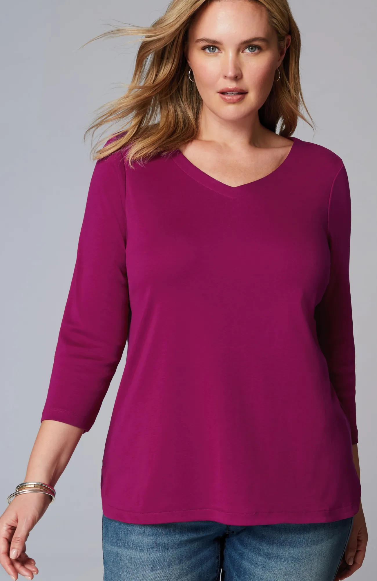 J.Jill Pima 3/4-Sleeve V-Neck Tee Cheap