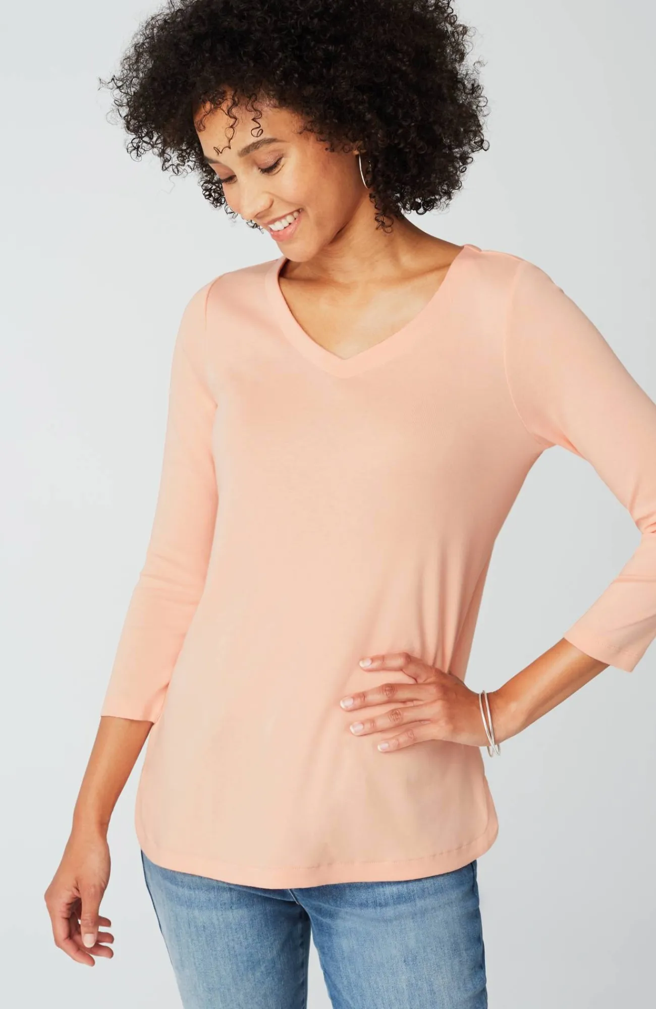 J.Jill Pima 3/4-Sleeve V-Neck Tee Cheap