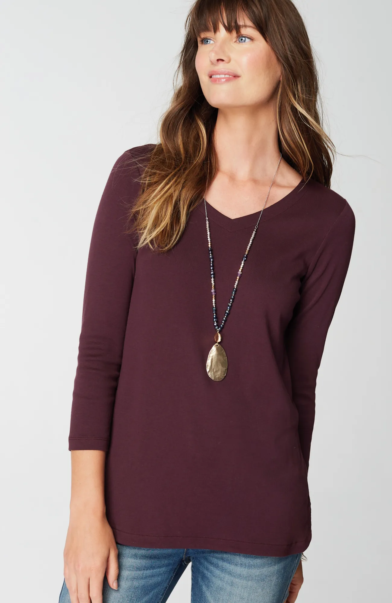 J.Jill Pima 3/4-Sleeve V-Neck Tee Cheap