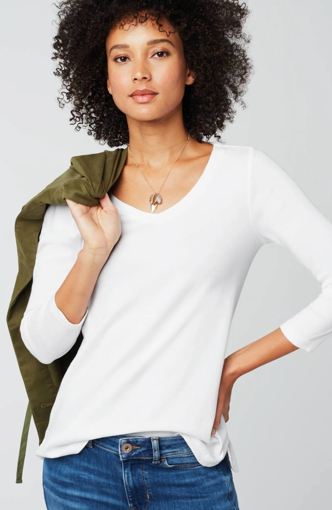 J.Jill Pima 3/4-Sleeve V-Neck Tee Cheap