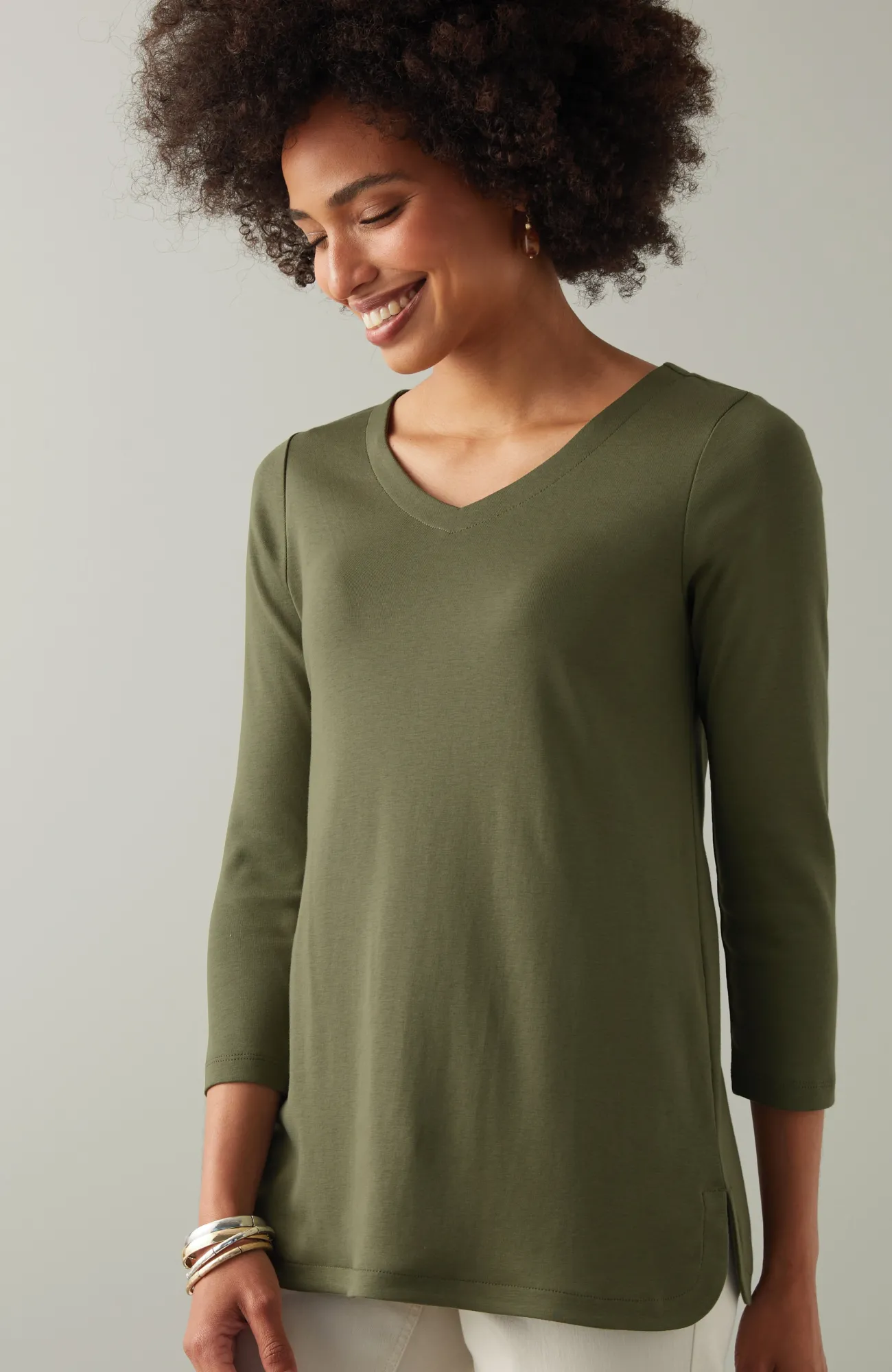 J.Jill Pima 3/4-Sleeve V-Neck Tee Cheap