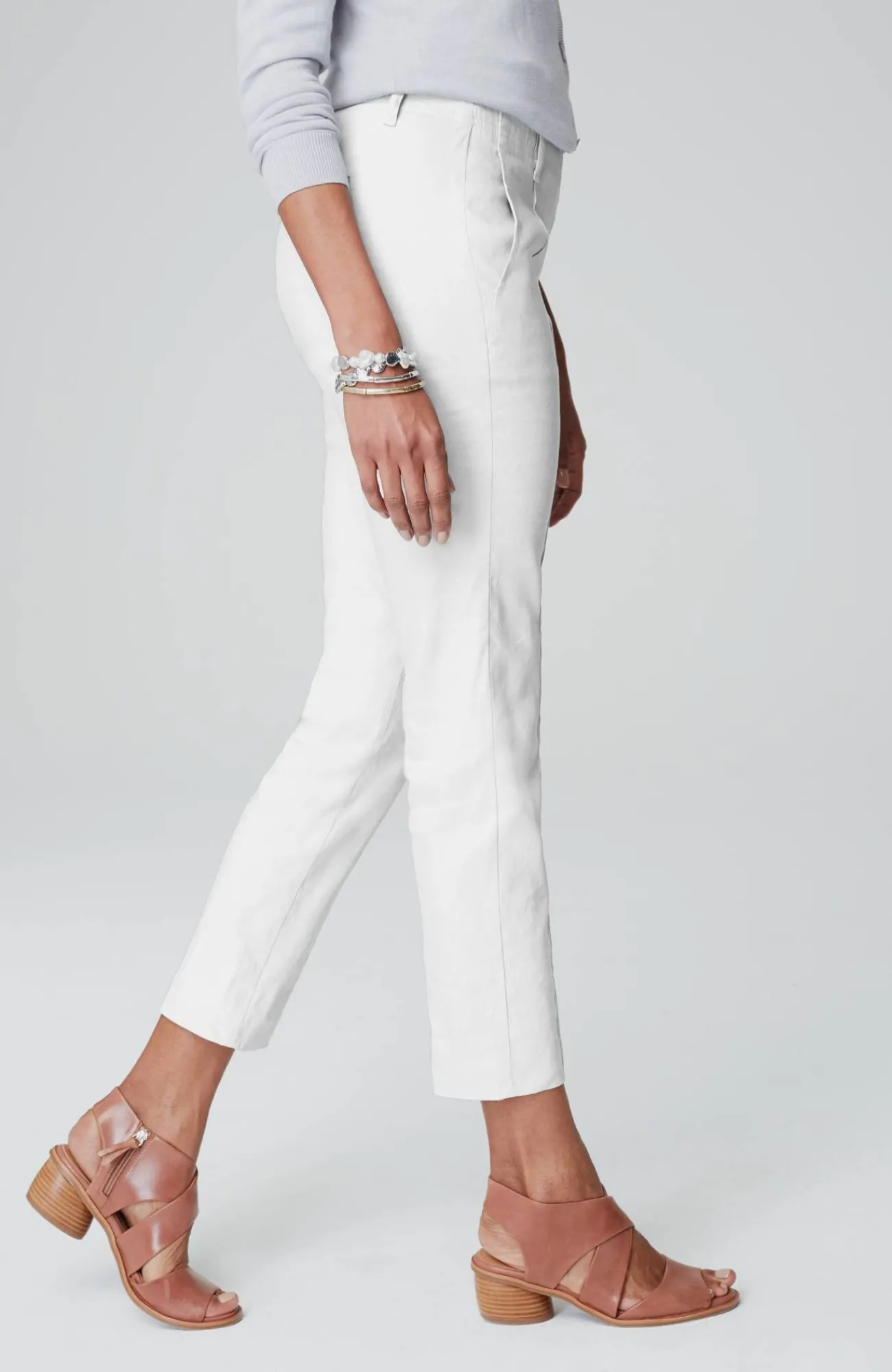 J.Jill Pintucked Linen-Stretch Slim-Leg Pants Flash Sale