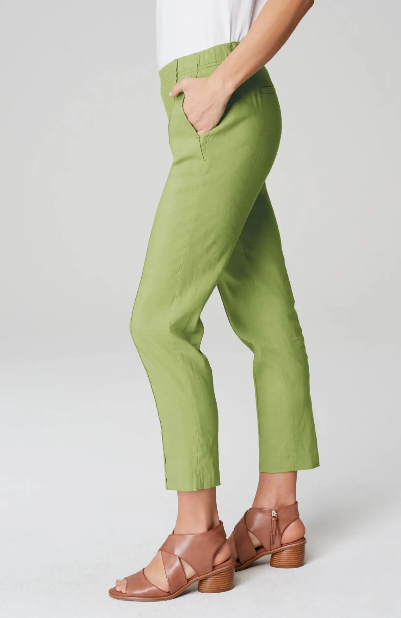J.Jill Pintucked Linen-Stretch Slim-Leg Pants Flash Sale