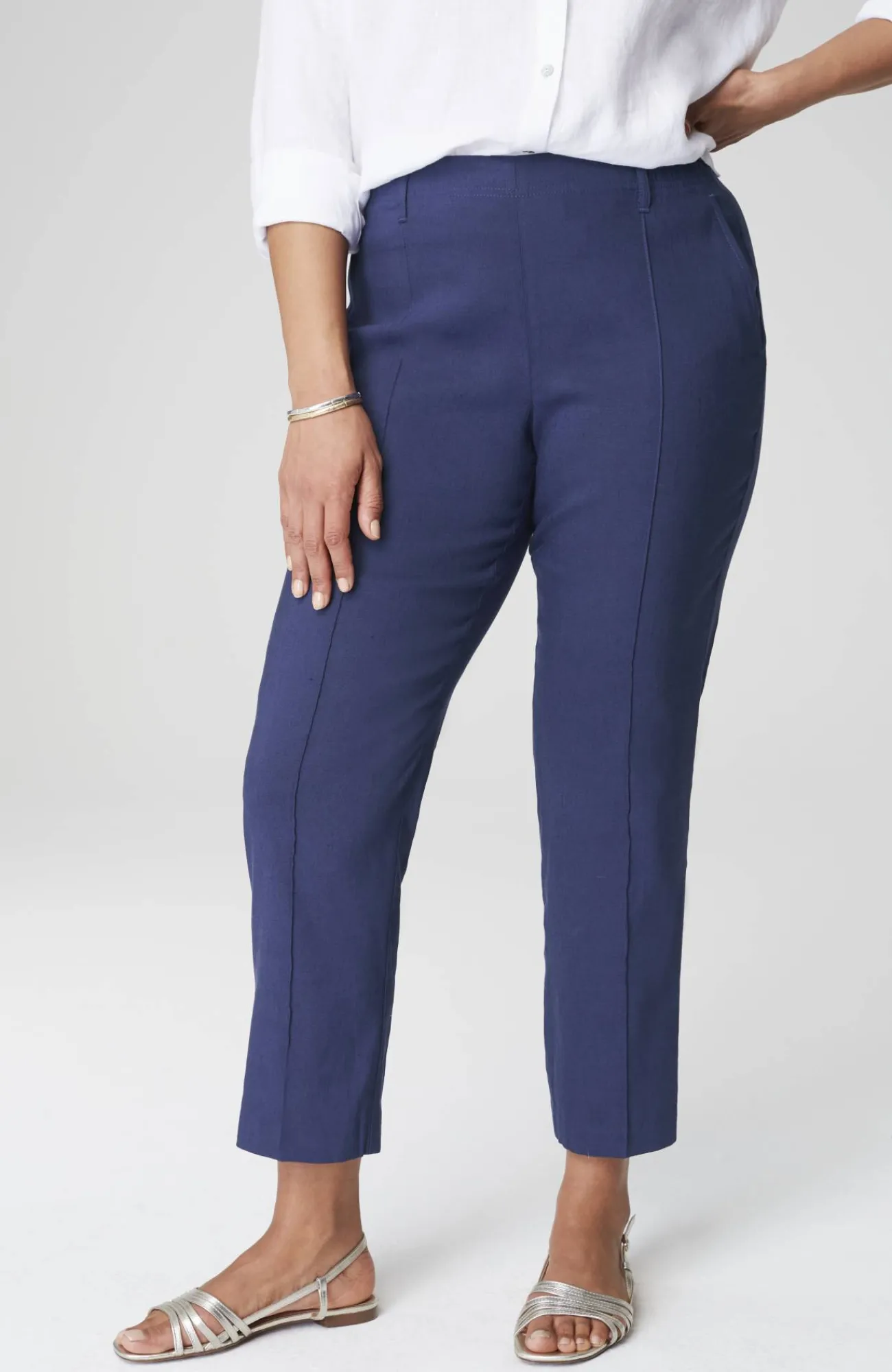 J.Jill Pintucked Linen-Stretch Slim-Leg Pants Flash Sale