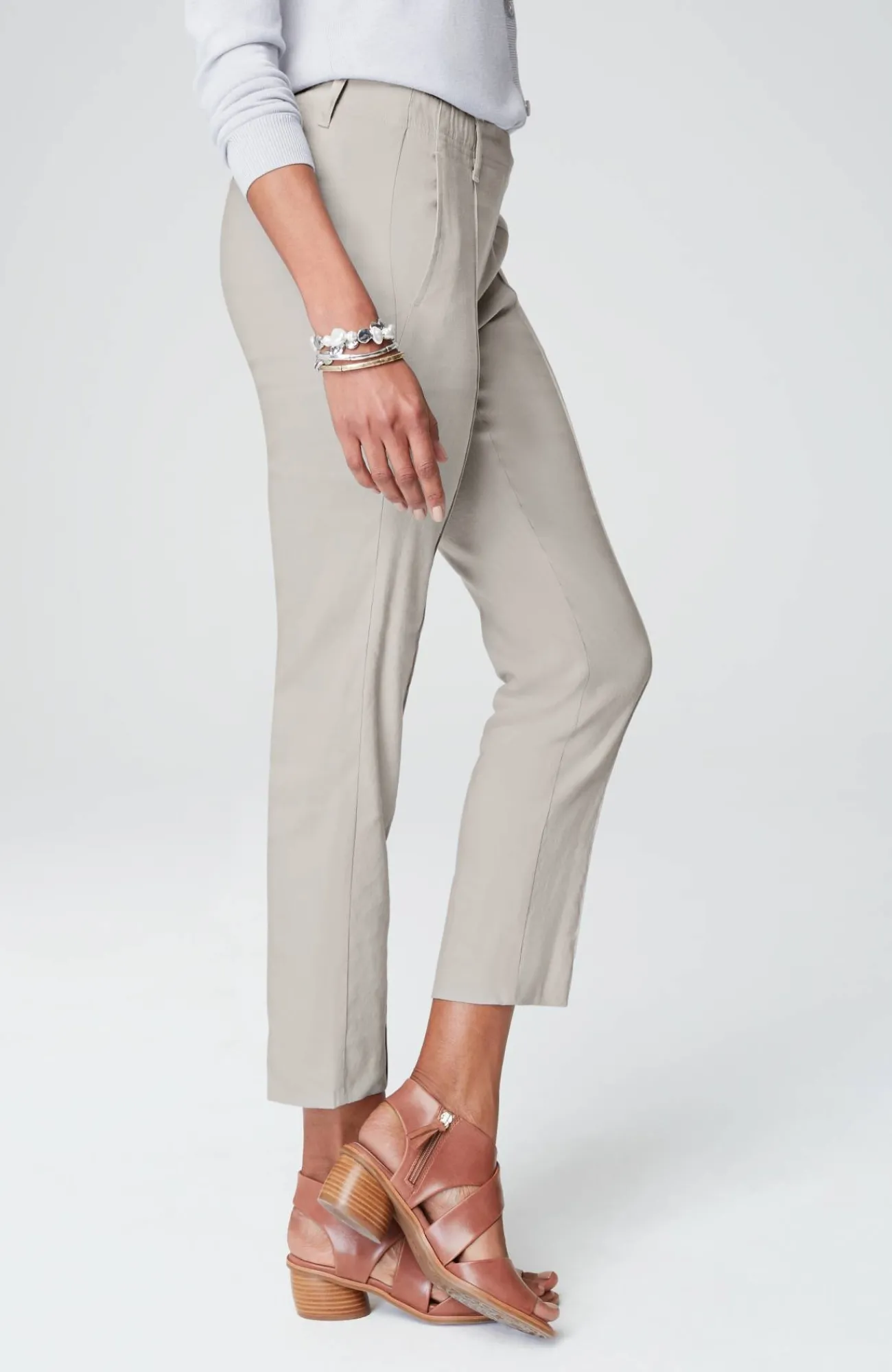 J.Jill Pintucked Linen-Stretch Slim-Leg Pants Flash Sale