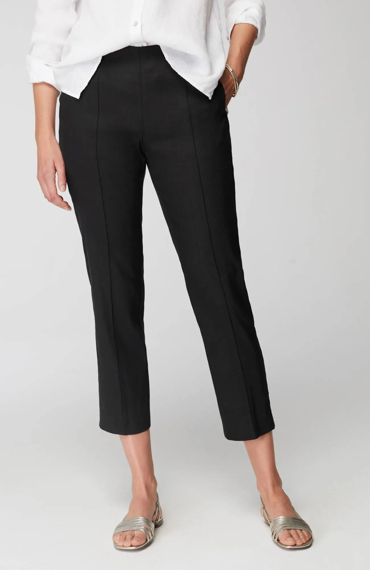 J.Jill Pintucked Linen-Stretch Slim-Leg Pants Flash Sale