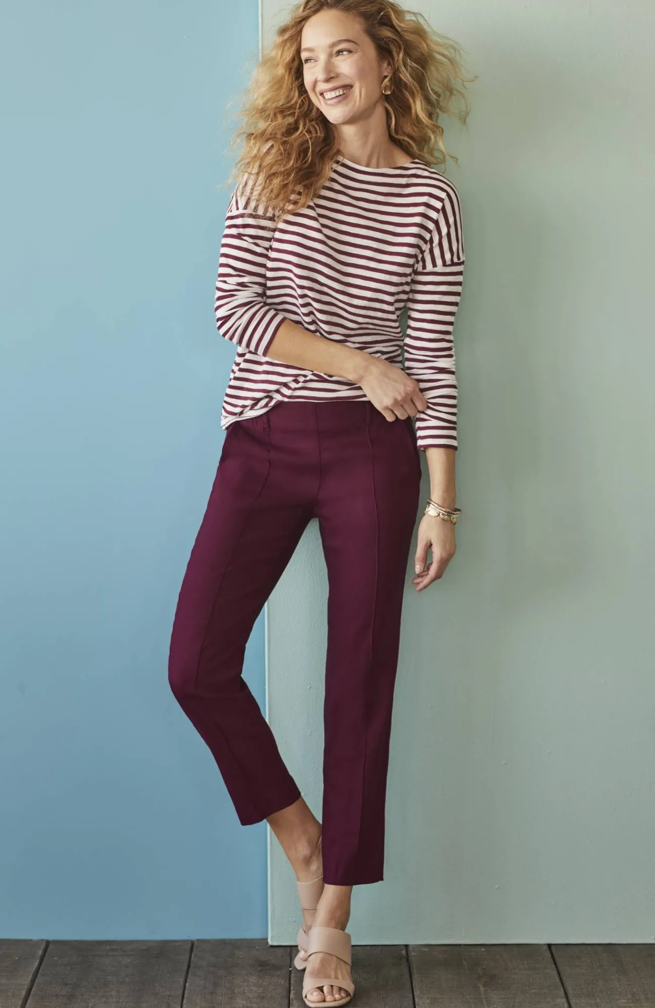 J.Jill Pintucked Linen-Stretch Slim-Leg Pants Flash Sale