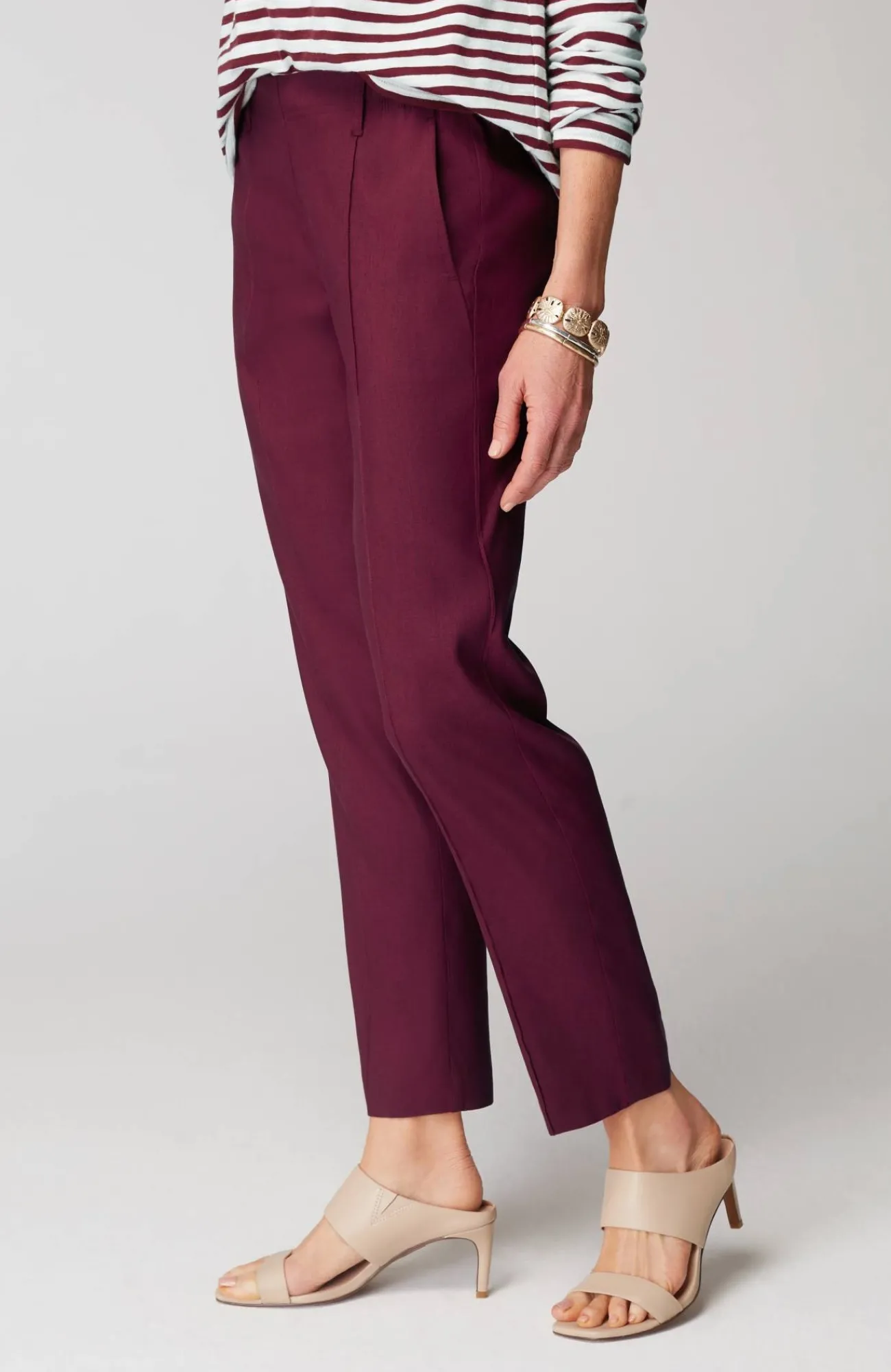 J.Jill Pintucked Linen-Stretch Slim-Leg Pants Flash Sale