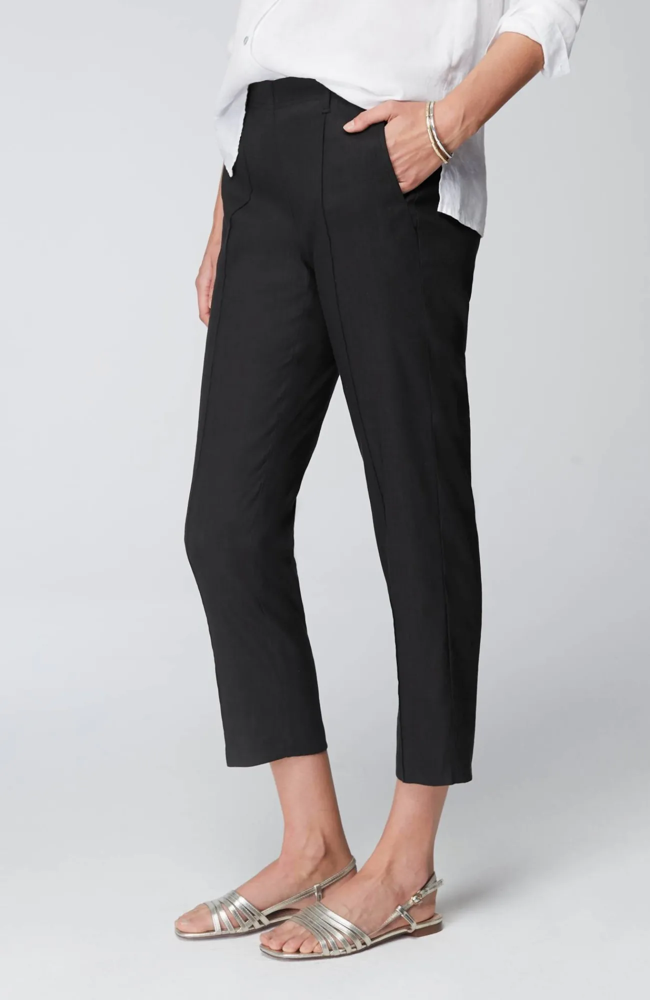 J.Jill Pintucked Linen-Stretch Slim-Leg Pants Flash Sale