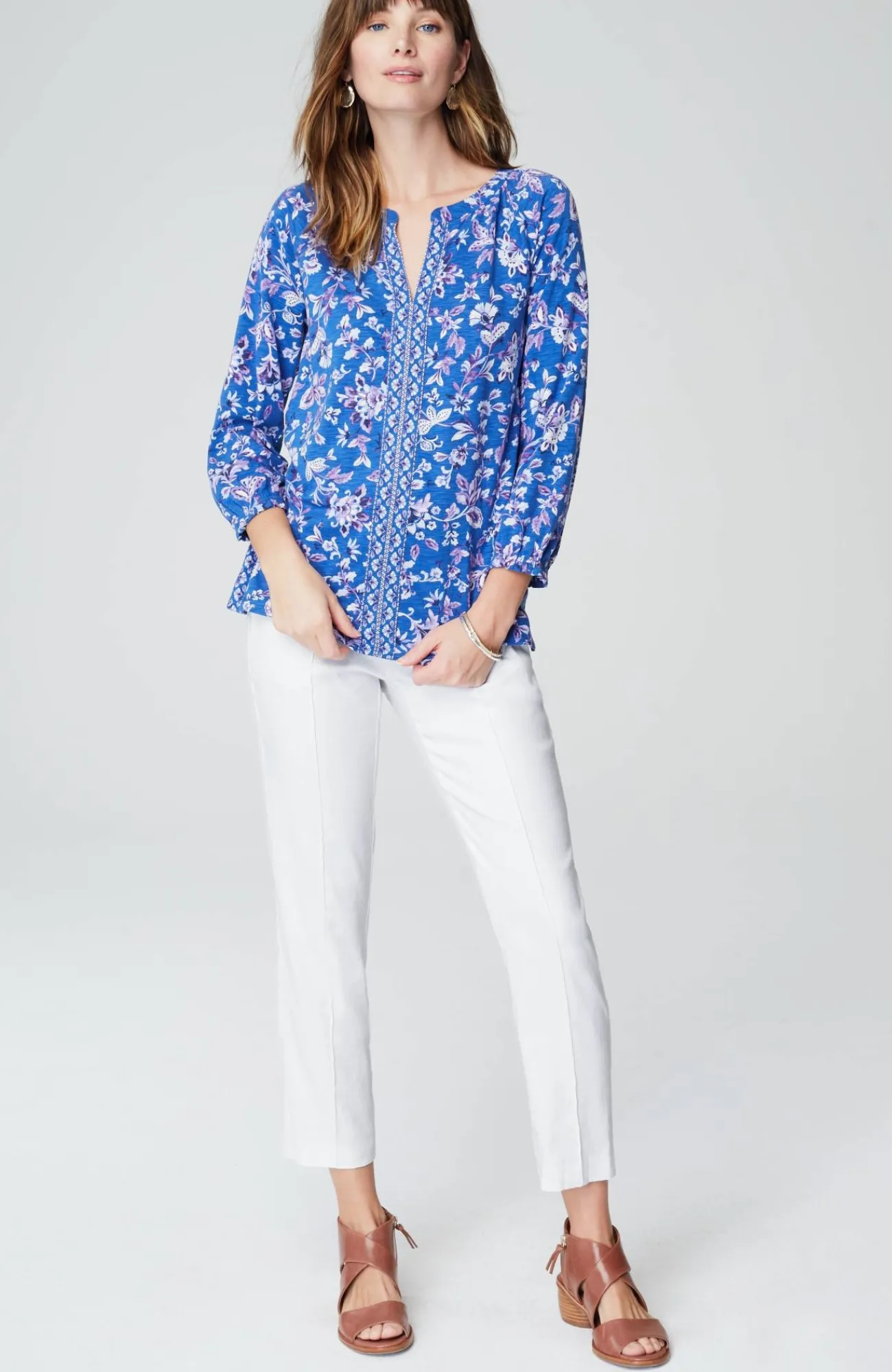 J.Jill Pintucked Linen-Stretch Slim-Leg Pants Flash Sale