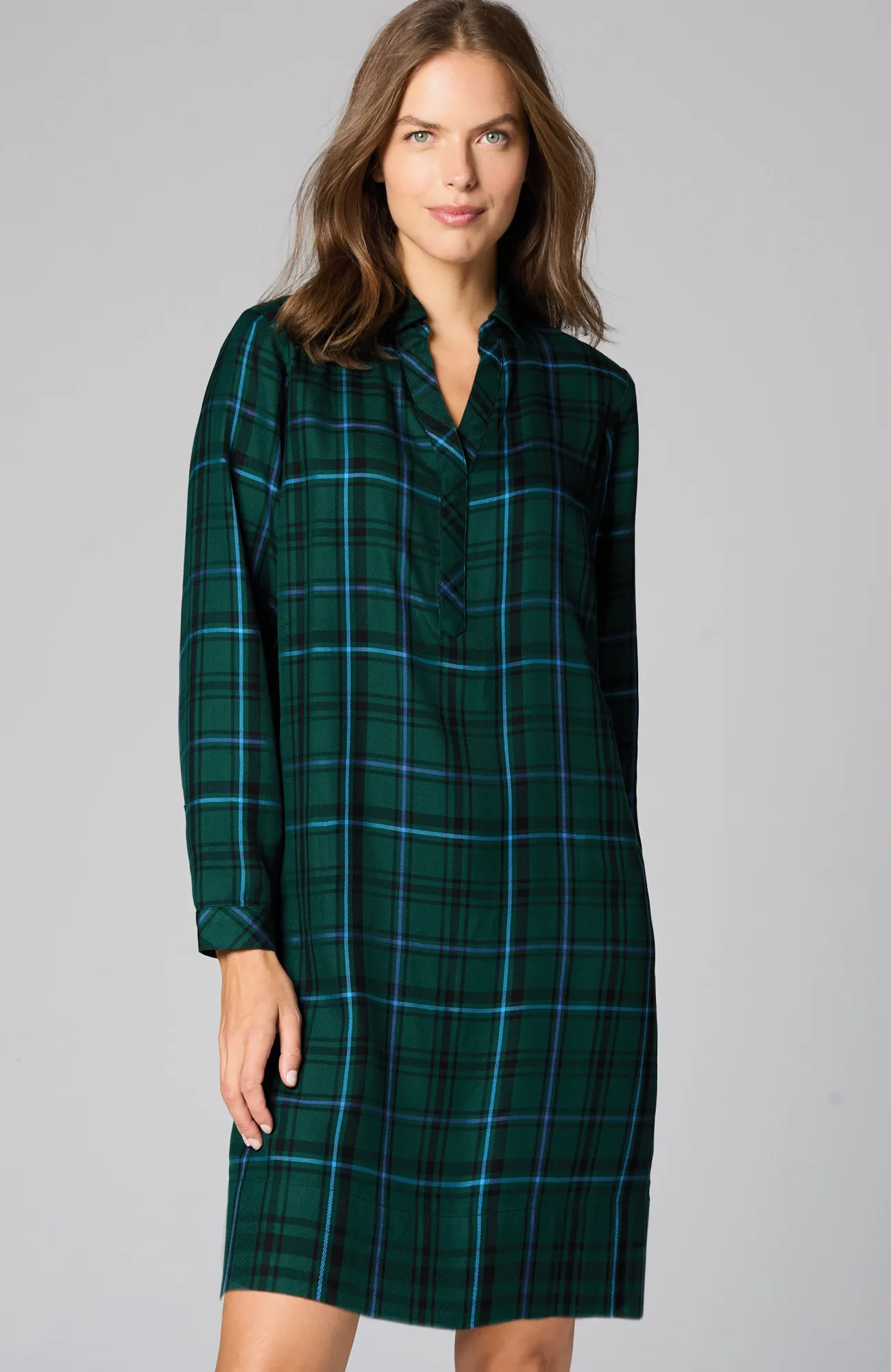 J.Jill Plaid Split-Neck Dress Cheap