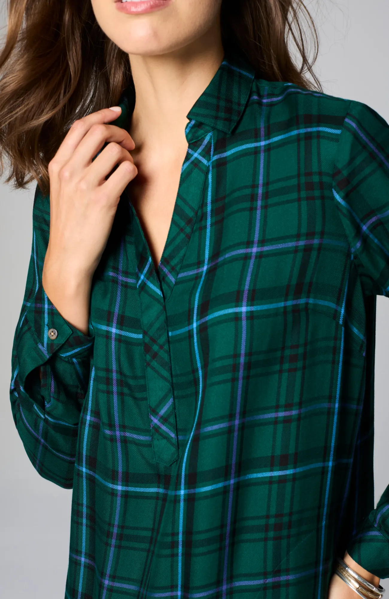 J.Jill Plaid Split-Neck Dress Cheap