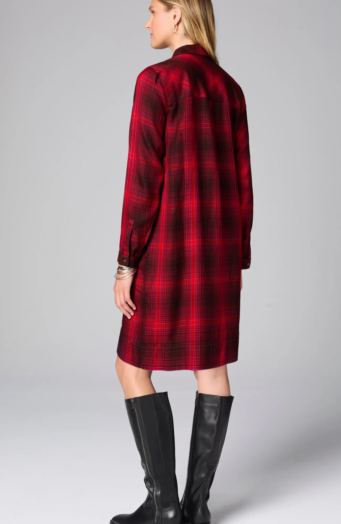 J.Jill Plaid Split-Neck Dress Cheap
