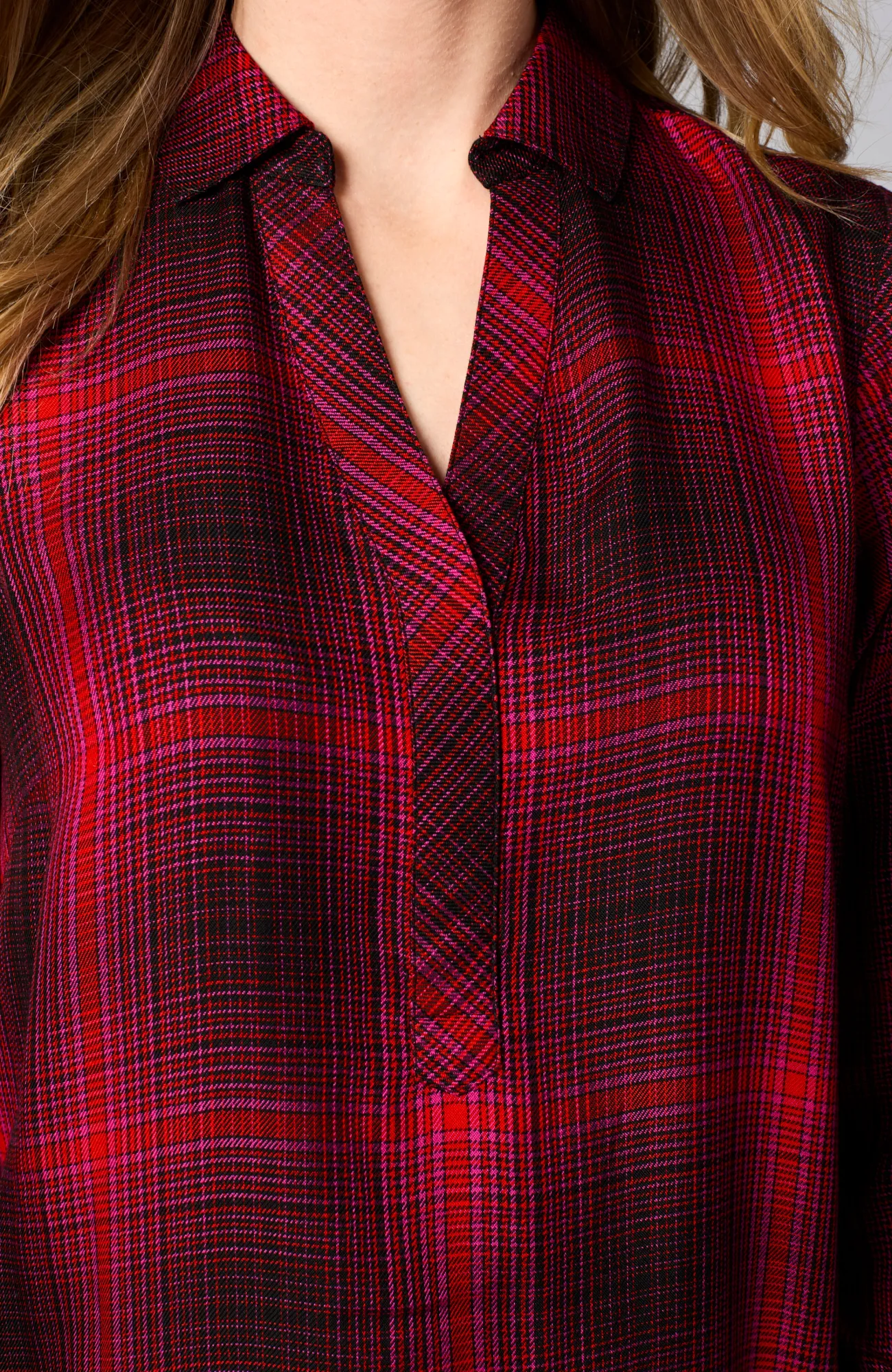 J.Jill Plaid Split-Neck Dress Cheap