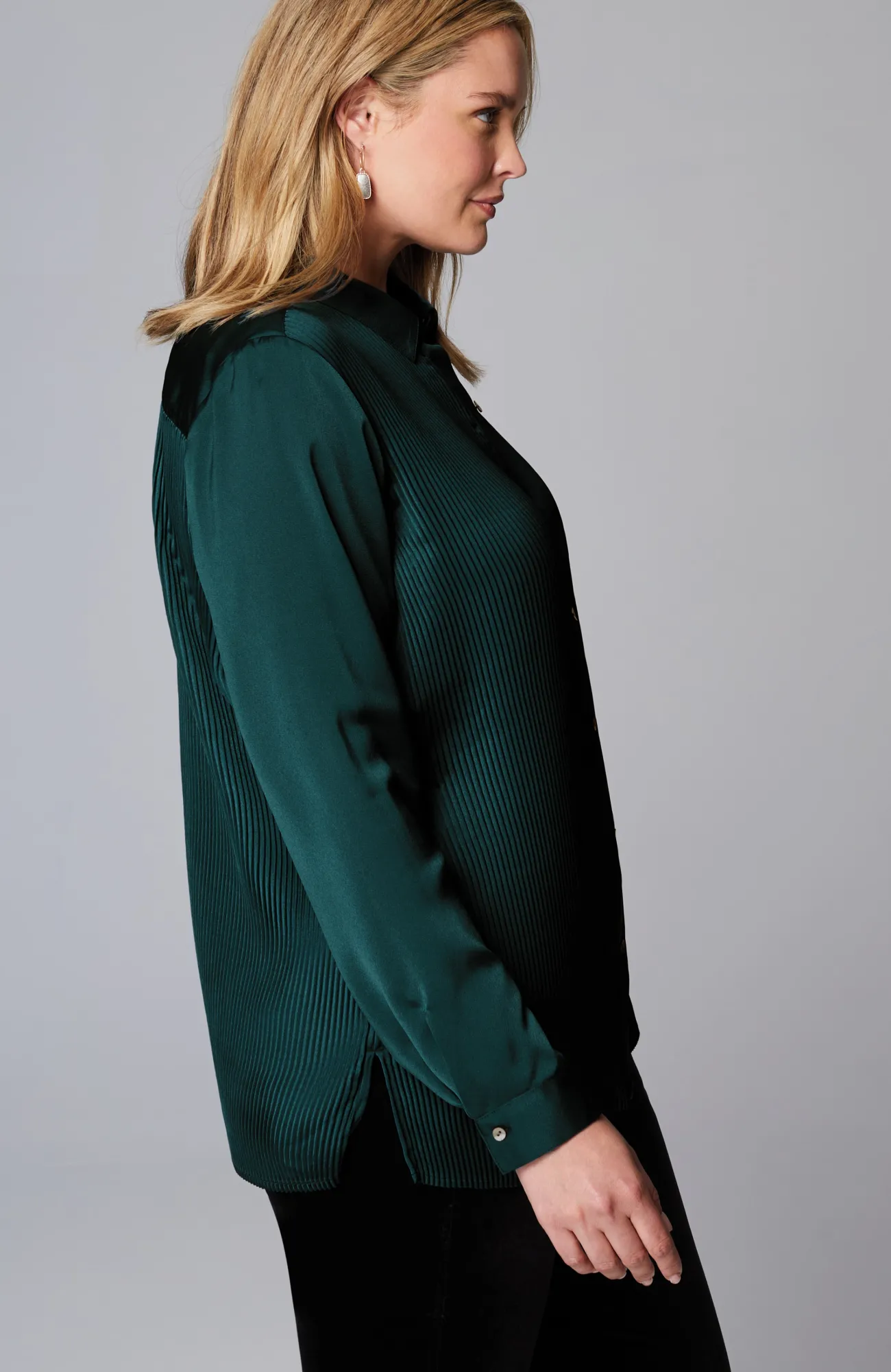 J.Jill Pleated Satin Shirt Outlet