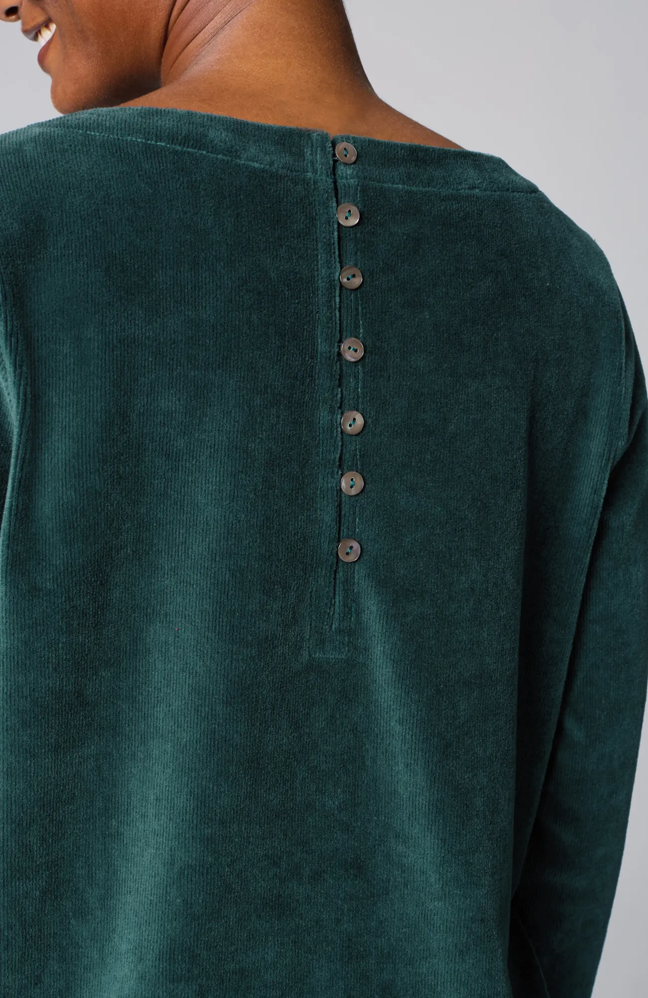 J.Jill Pure Jill Corded-Velour Buttoned-Back Top Dark Teal Sale