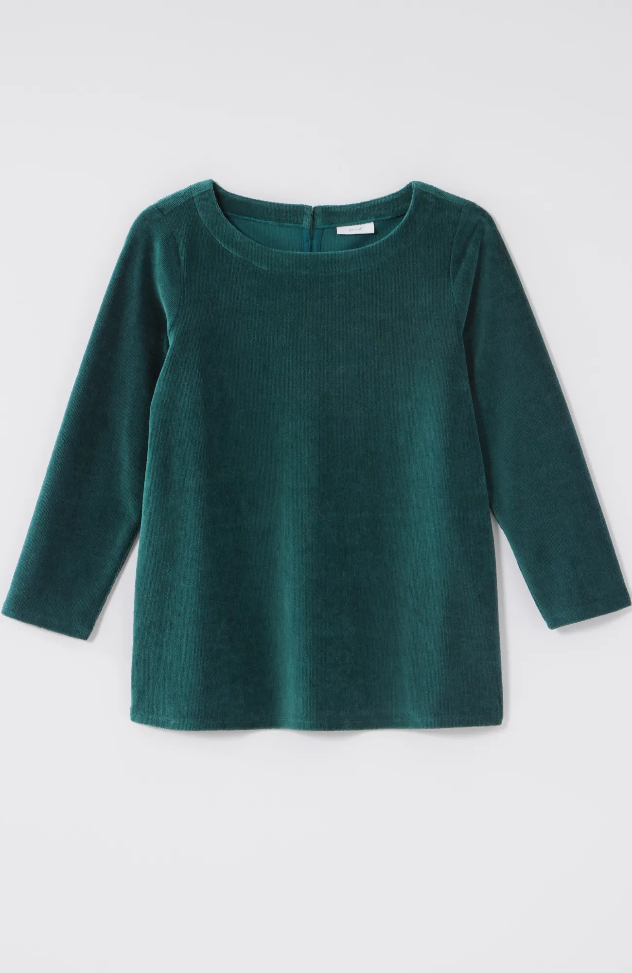 J.Jill Pure Jill Corded-Velour Buttoned-Back Top Dark Teal Sale