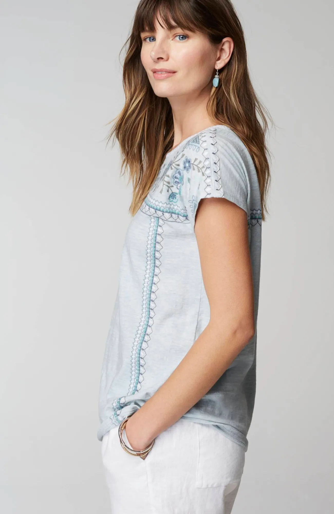 J.Jill Pure Jill Embroidered Round-Neck Tee Shop